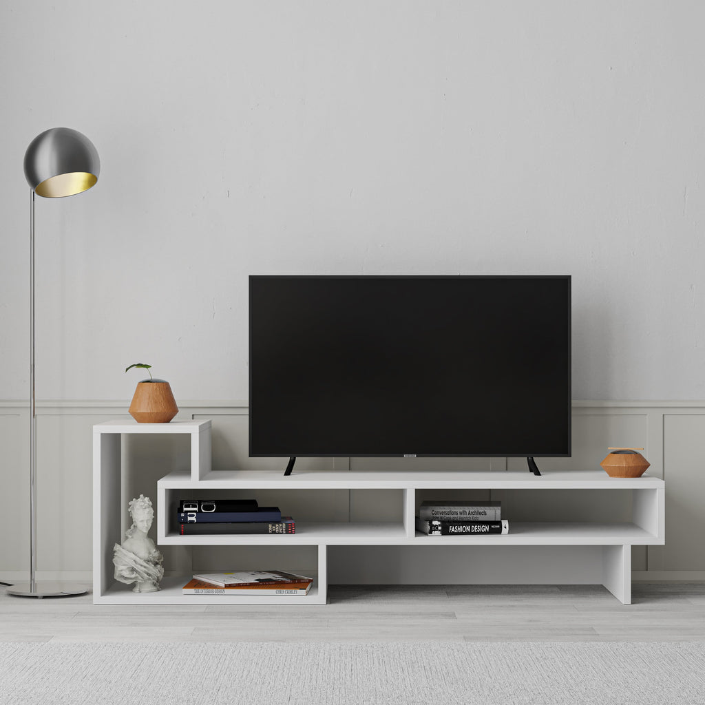 Decortieliving - Tetra Modern TV Stand Multimedia Centre TV Unit With Shelves 136.5cm
