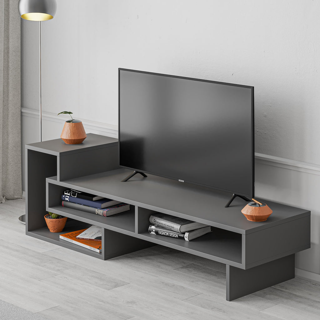 Decortieliving - Tetra Modern TV Stand Multimedia Centre TV Unit With Shelves 136.5cm