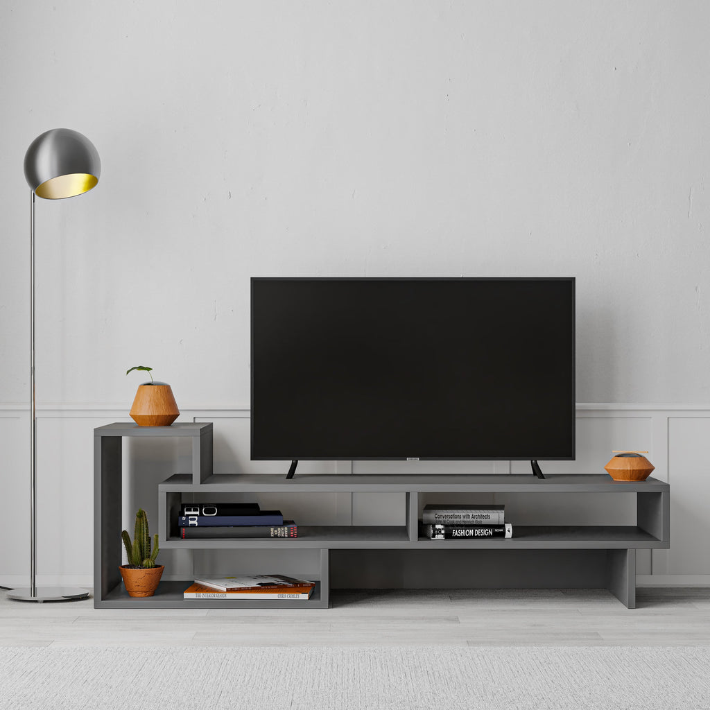 Decortieliving - Tetra Modern TV Stand Multimedia Centre TV Unit With Shelves 136.5cm