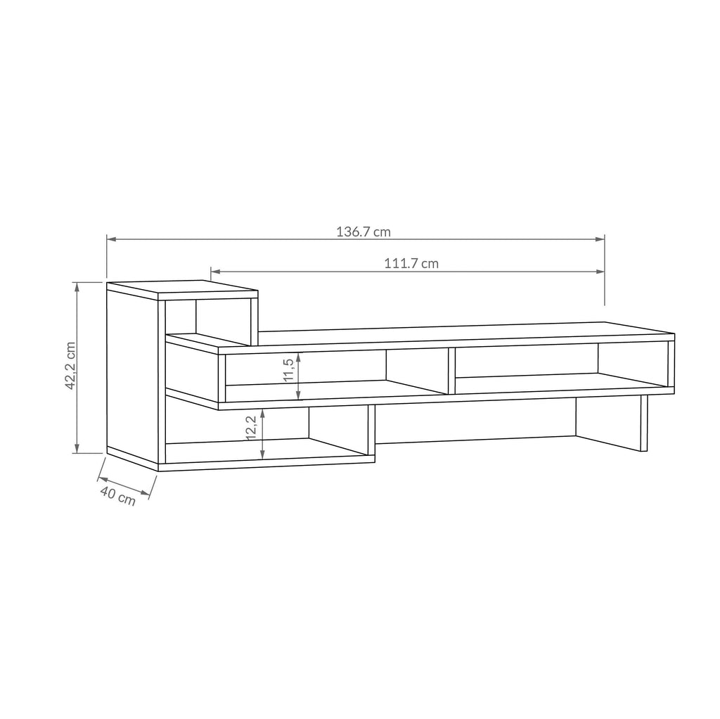 Decortieliving - Tetra Modern TV Stand Multimedia Centre TV Unit With Shelves 136.5cm