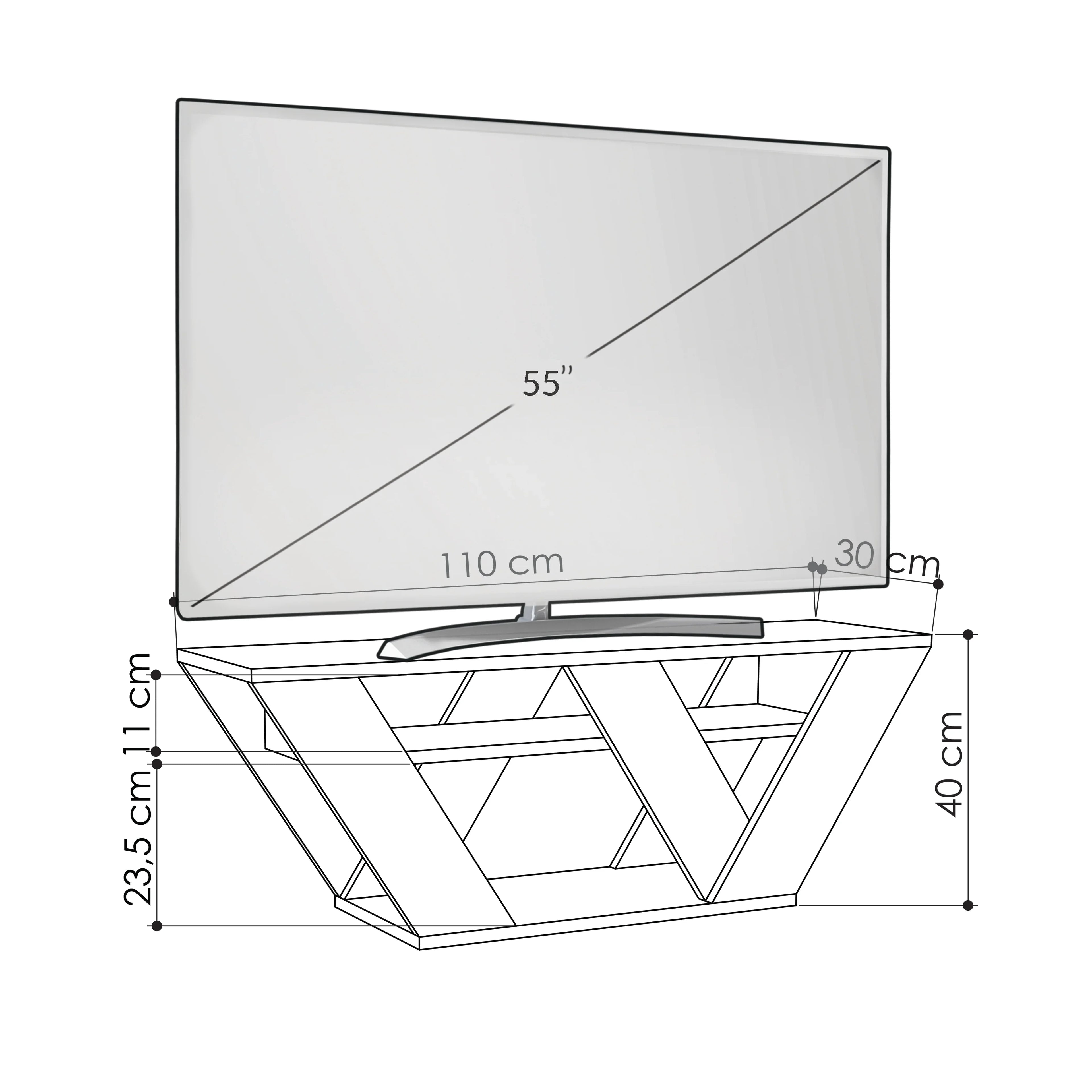 Decortieliving - Pipralla Modern TV Stand 110 cm