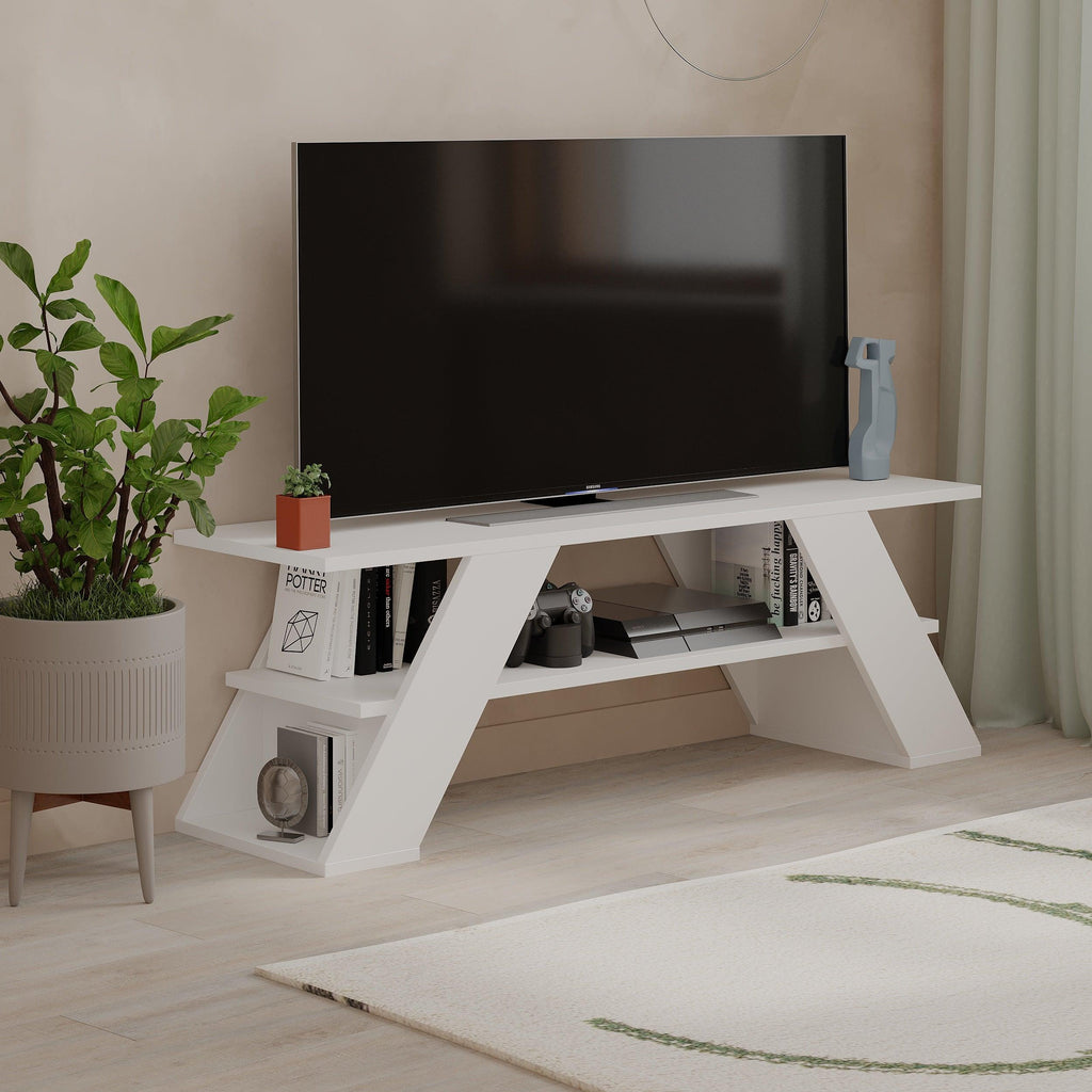 Decortieliving - Farfalla Modern TV Stand Multimedia Centre TV Unit With Shelves 120cm