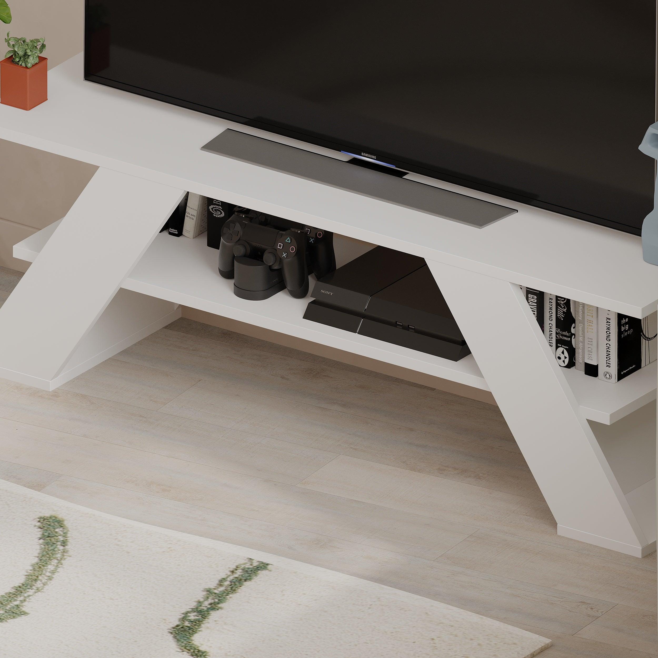 Decortieliving - Farfalla Modern TV Stand Multimedia Centre TV Unit With Shelves 120cm