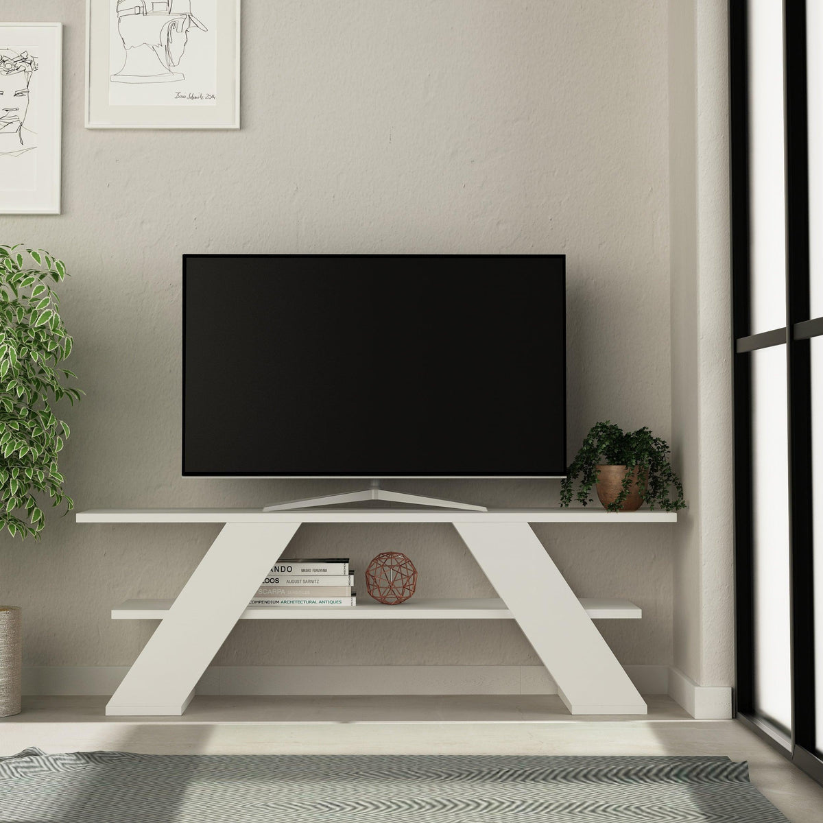 Decortieliving - Farfalla Modern TV Stand Multimedia Centre TV Unit With Shelves 120cm