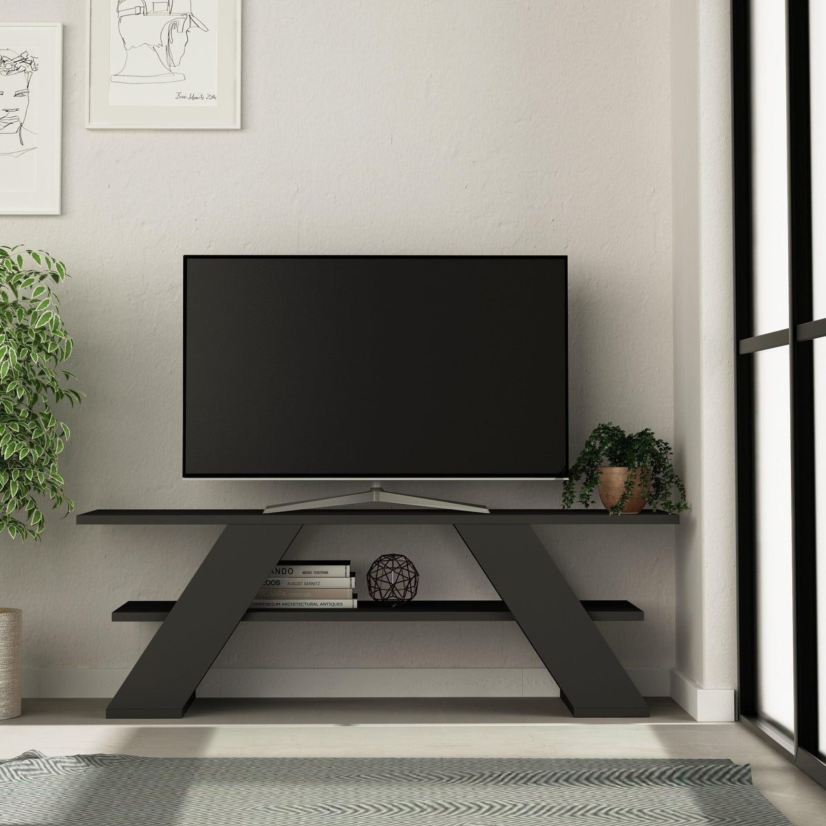 Decortieliving - Farfalla Modern TV Stand Multimedia Centre TV Unit With Shelves 120cm