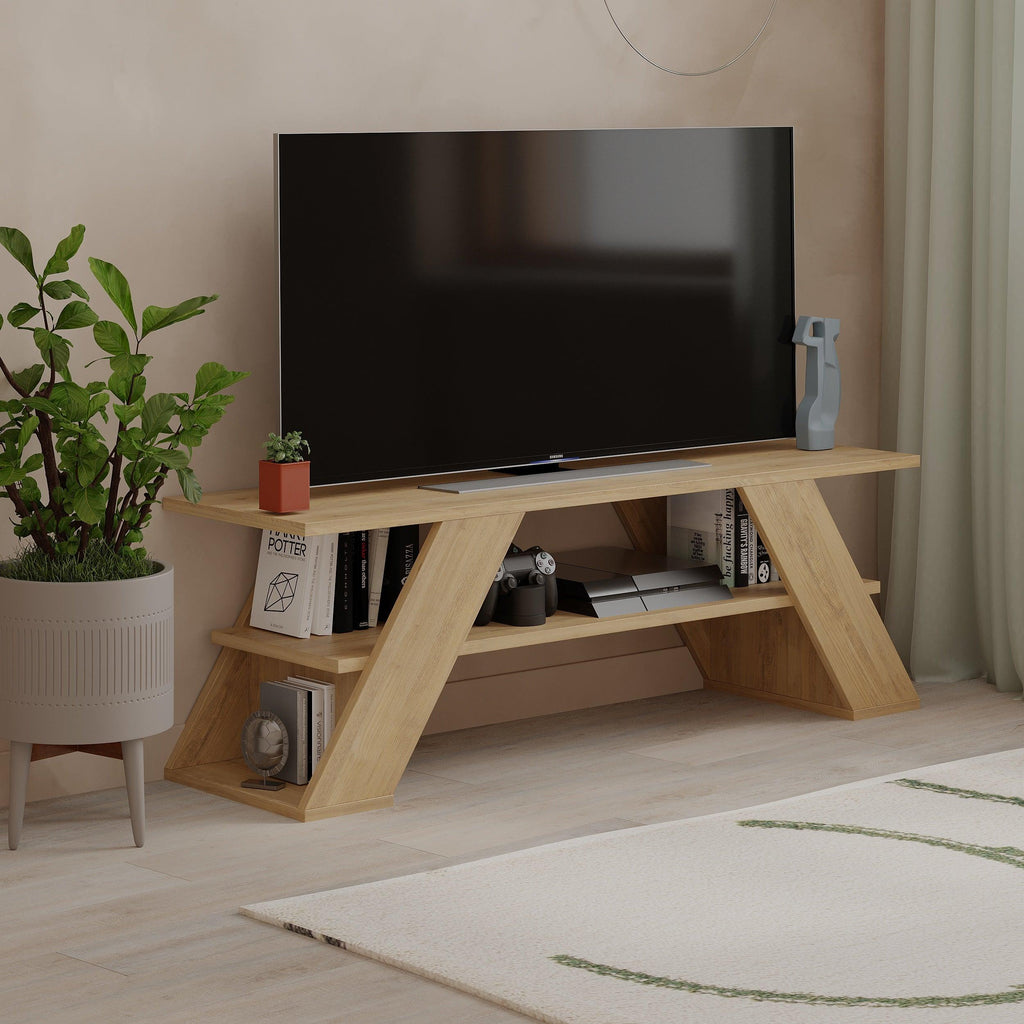 Decortieliving - Farfalla Modern TV Stand Multimedia Centre TV Unit With Shelves 120cm