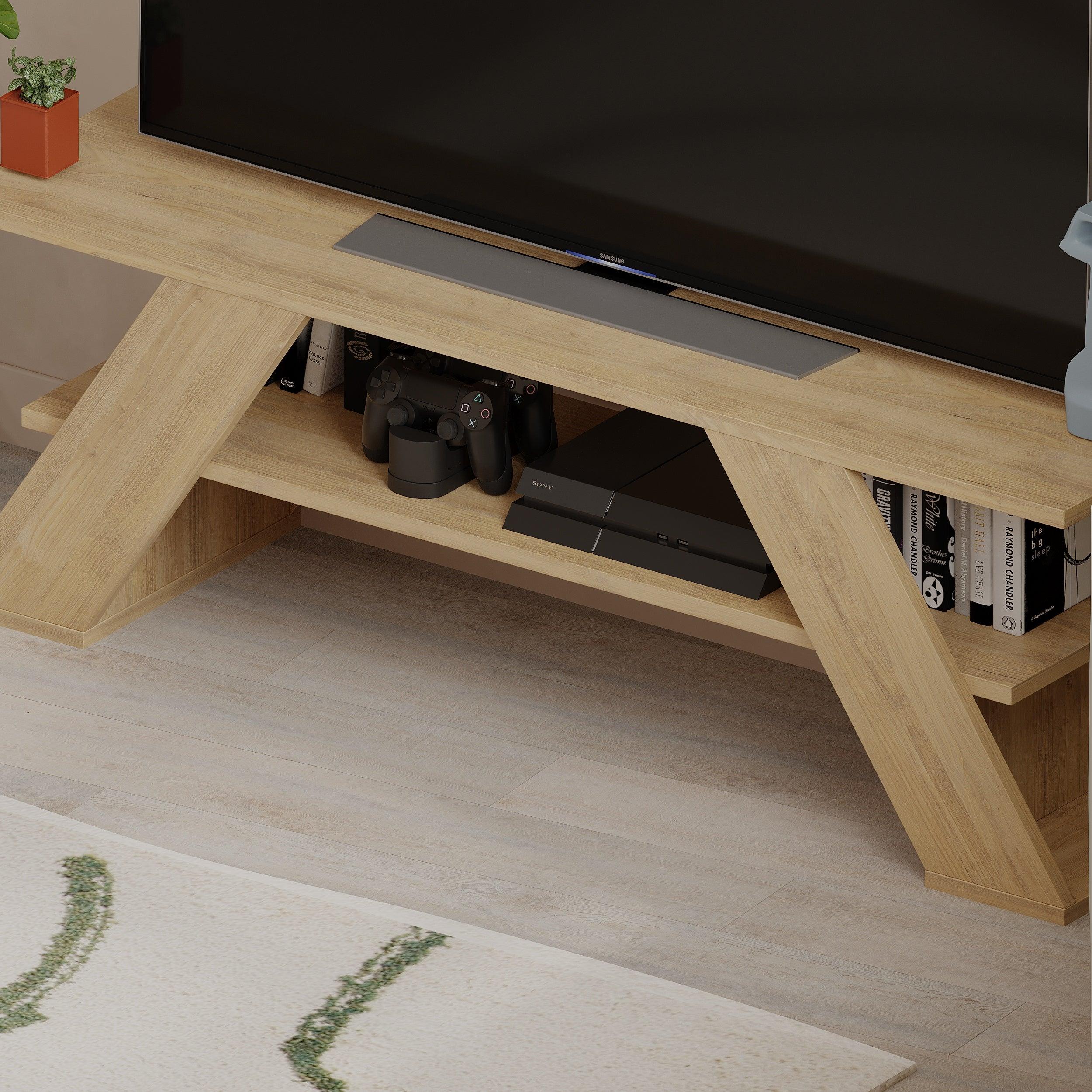 Decortieliving - Farfalla Modern TV Stand Multimedia Centre TV Unit With Shelves 120cm