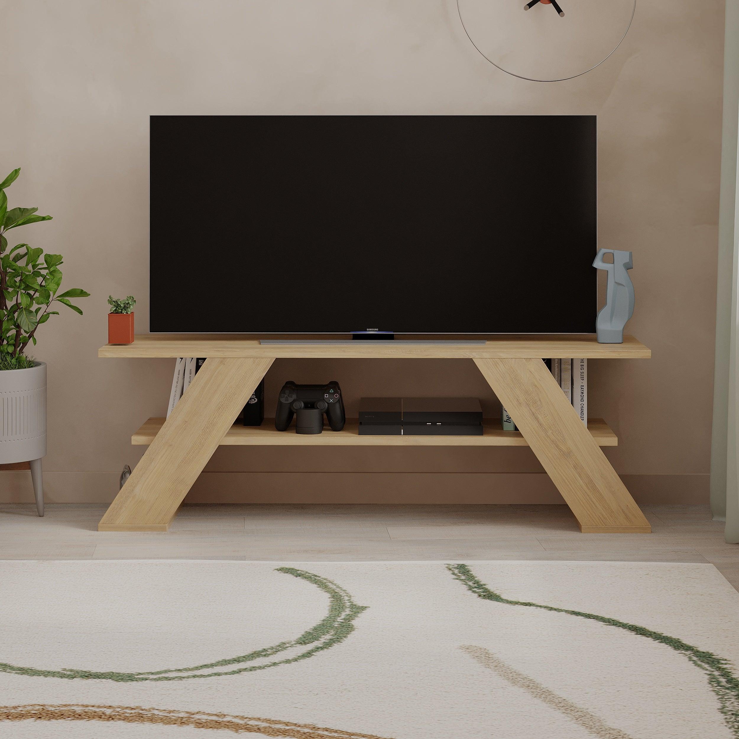 Decortieliving - Farfalla Modern TV Stand Multimedia Centre TV Unit With Shelves 120cm