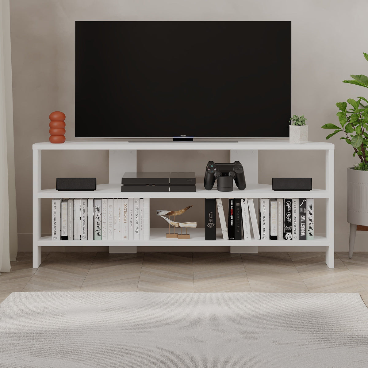 Decortieliving - Thales Corner Modern TV Stand Multimedia Centre Corner 110cm