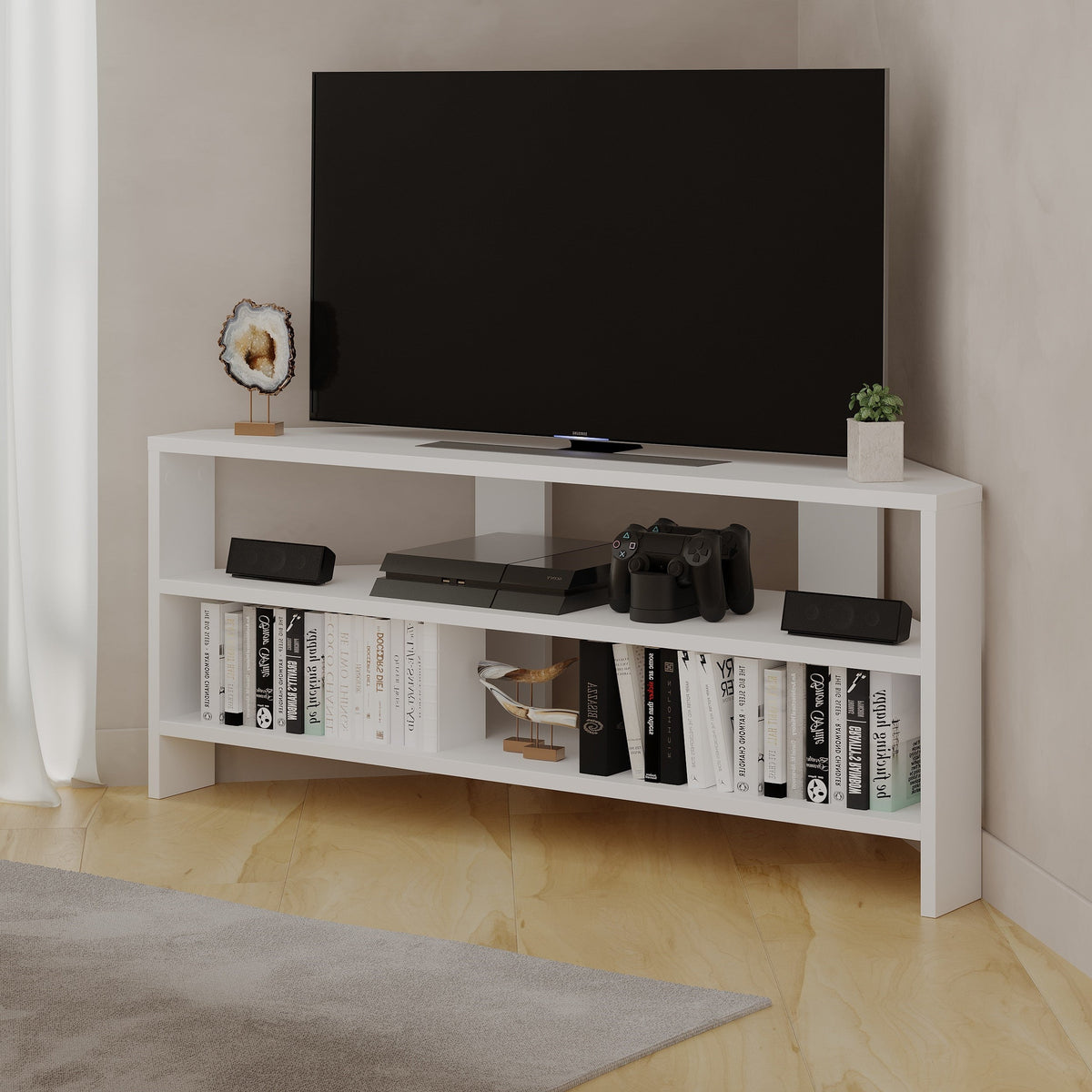 Decortieliving - Thales Corner Modern TV Stand Multimedia Centre Corner 110cm