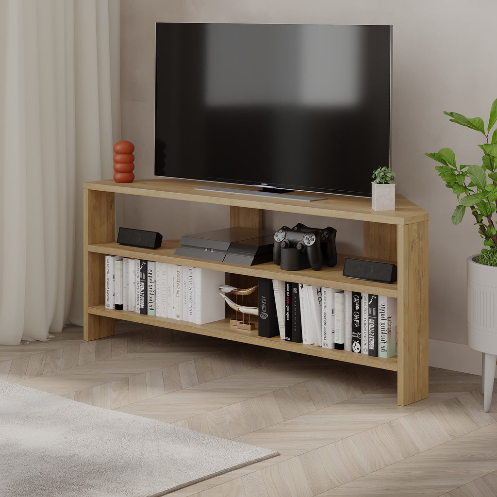 Decortieliving - Thales Corner Modern TV Stand Multimedia Centre Corner 110cm