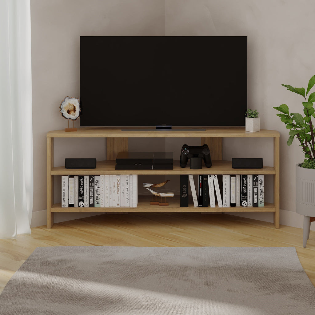 Decortieliving - Thales Corner Modern TV Stand Multimedia Centre Corner 110cm