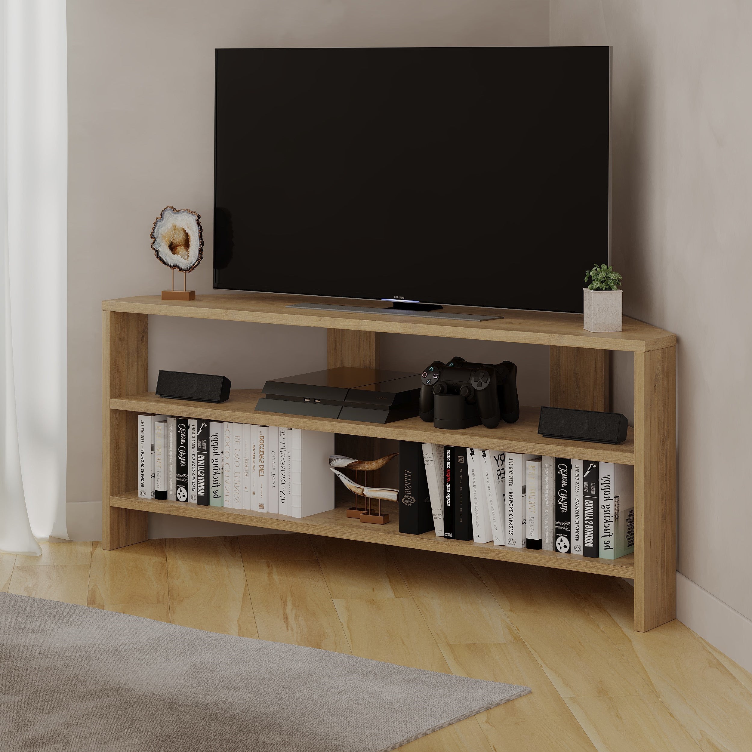 Decortieliving - Thales Corner Modern TV Stand Multimedia Centre Corner 110cm