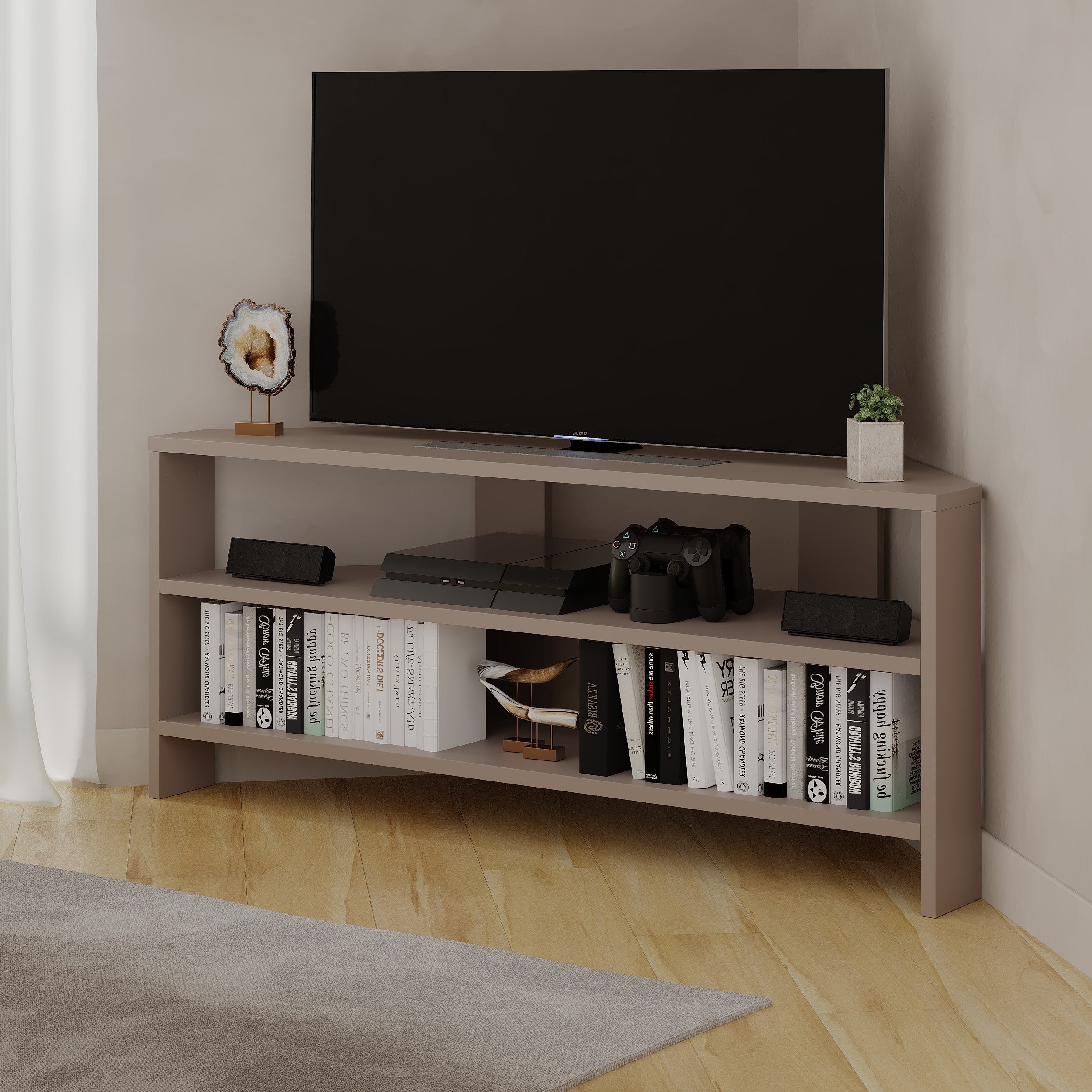 Decortieliving - Thales Corner Modern TV Stand Multimedia Centre Corner 110cm