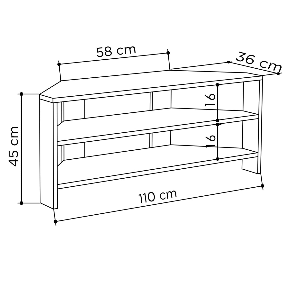 Decortieliving - Thales Corner Modern TV Stand Multimedia Centre Corner 110cm