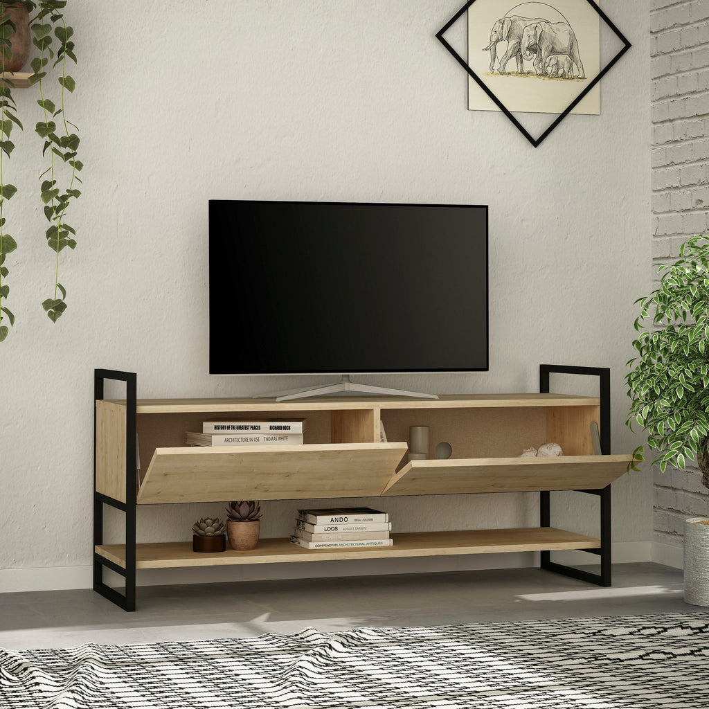 Decortieliving - Metola Modern TV Stand Multimedia Stand TV Unit With Storage Cabinet 130cm