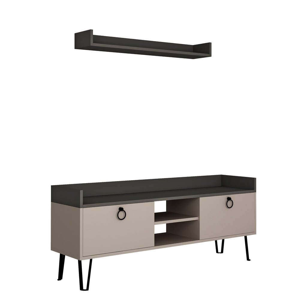 Decortieliving - Keday Modern TV Stand Multimedia Centre With Wall Shelf Unit 140cm