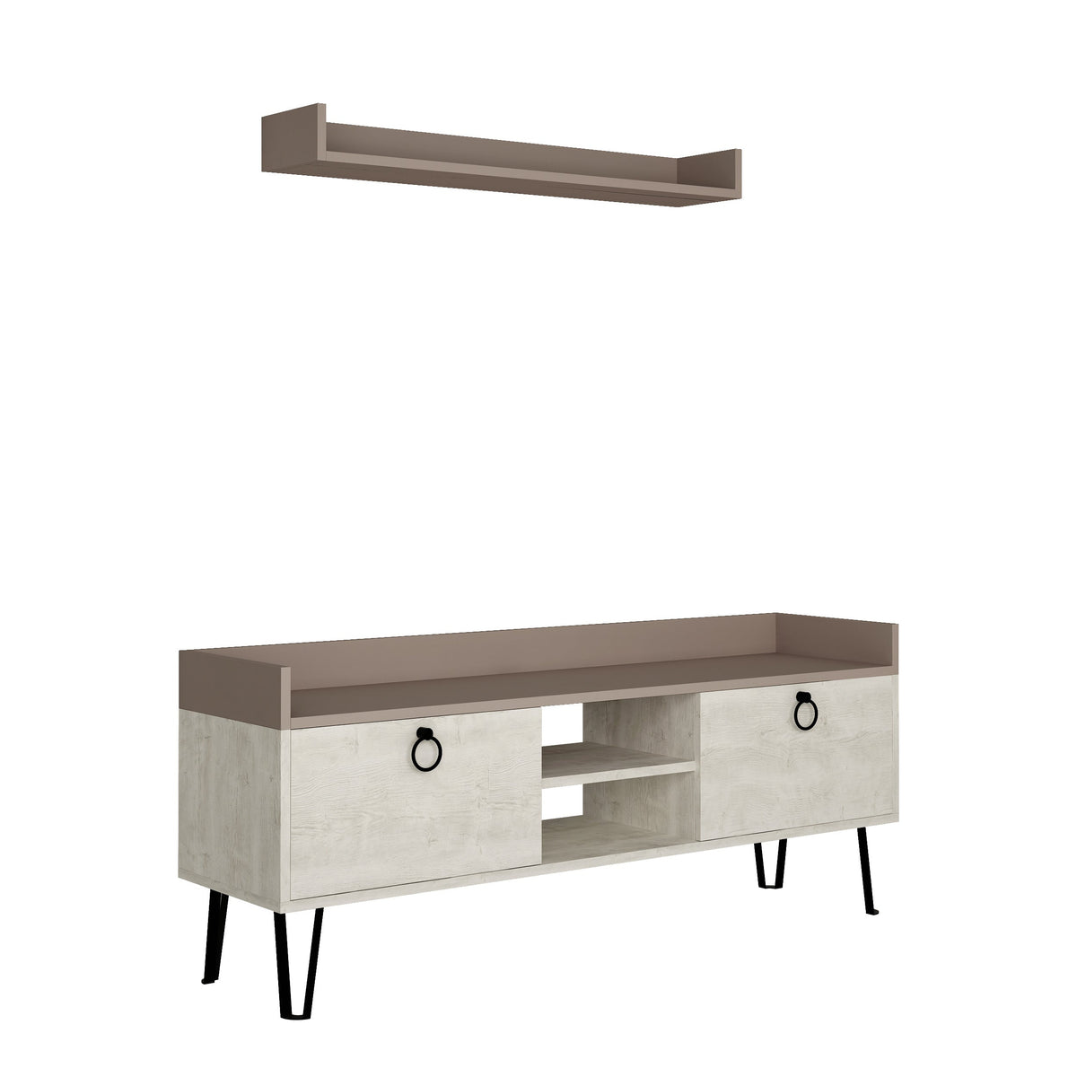 Decortieliving - Keday Modern TV Stand Multimedia Centre With Wall Shelf Unit 140cm