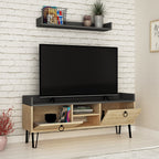 Decortieliving - Keday Modern TV Stand Multimedia Centre With Wall Shelf Unit 140cm