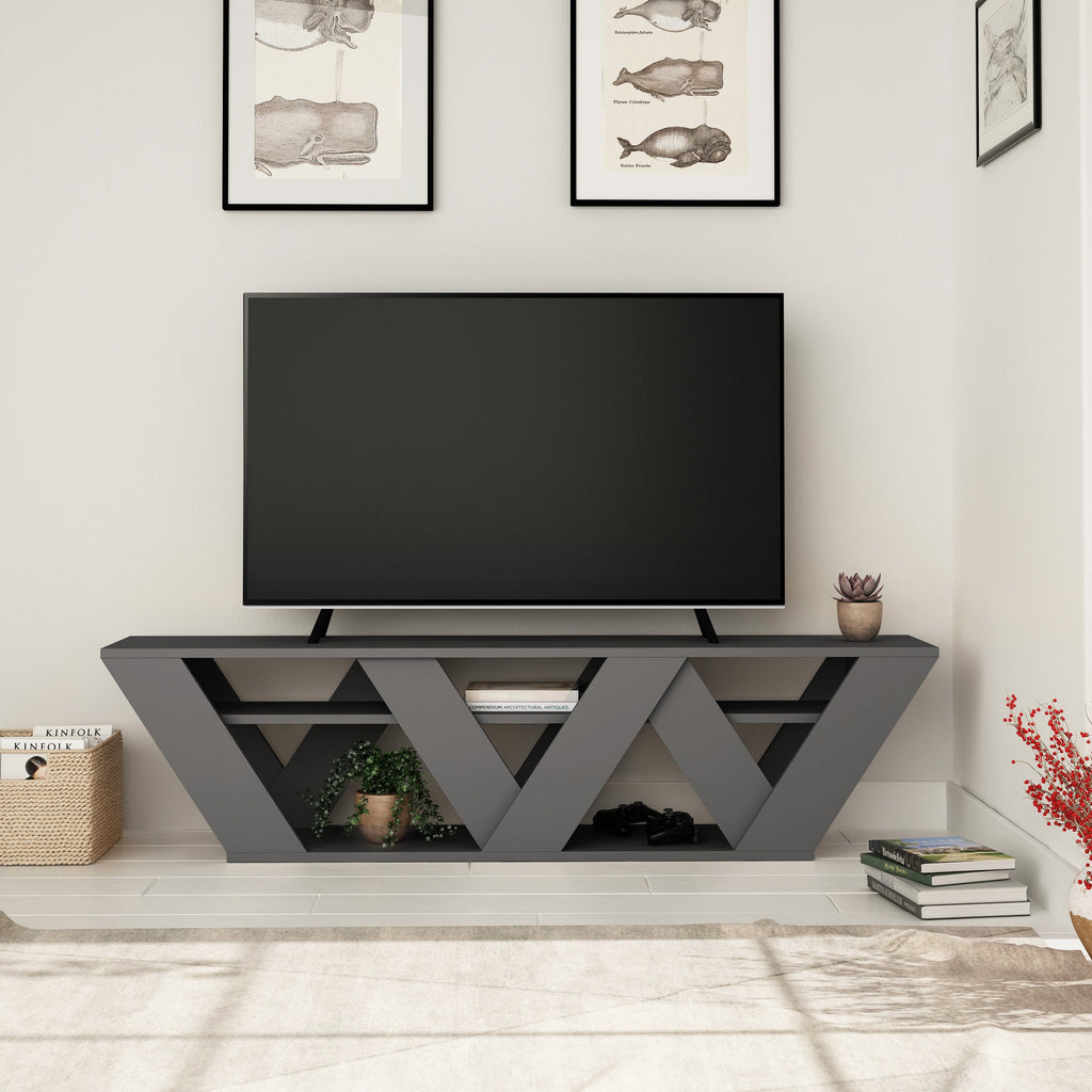 Decortieliving - Ralla Modern TV Stand Multimedia Centre With Shelves 158cm