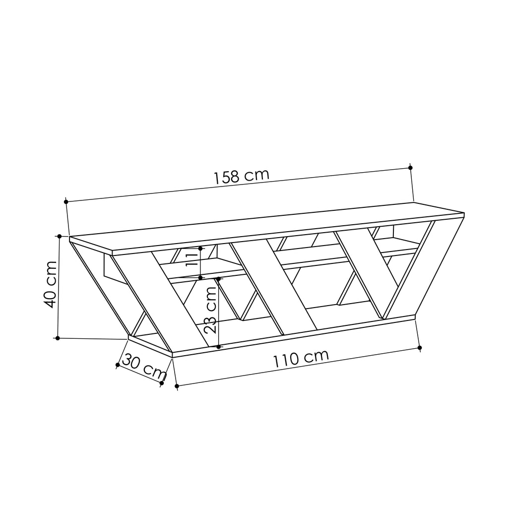 Decortieliving - Ralla Modern TV Stand Multimedia Centre With Shelves 158cm