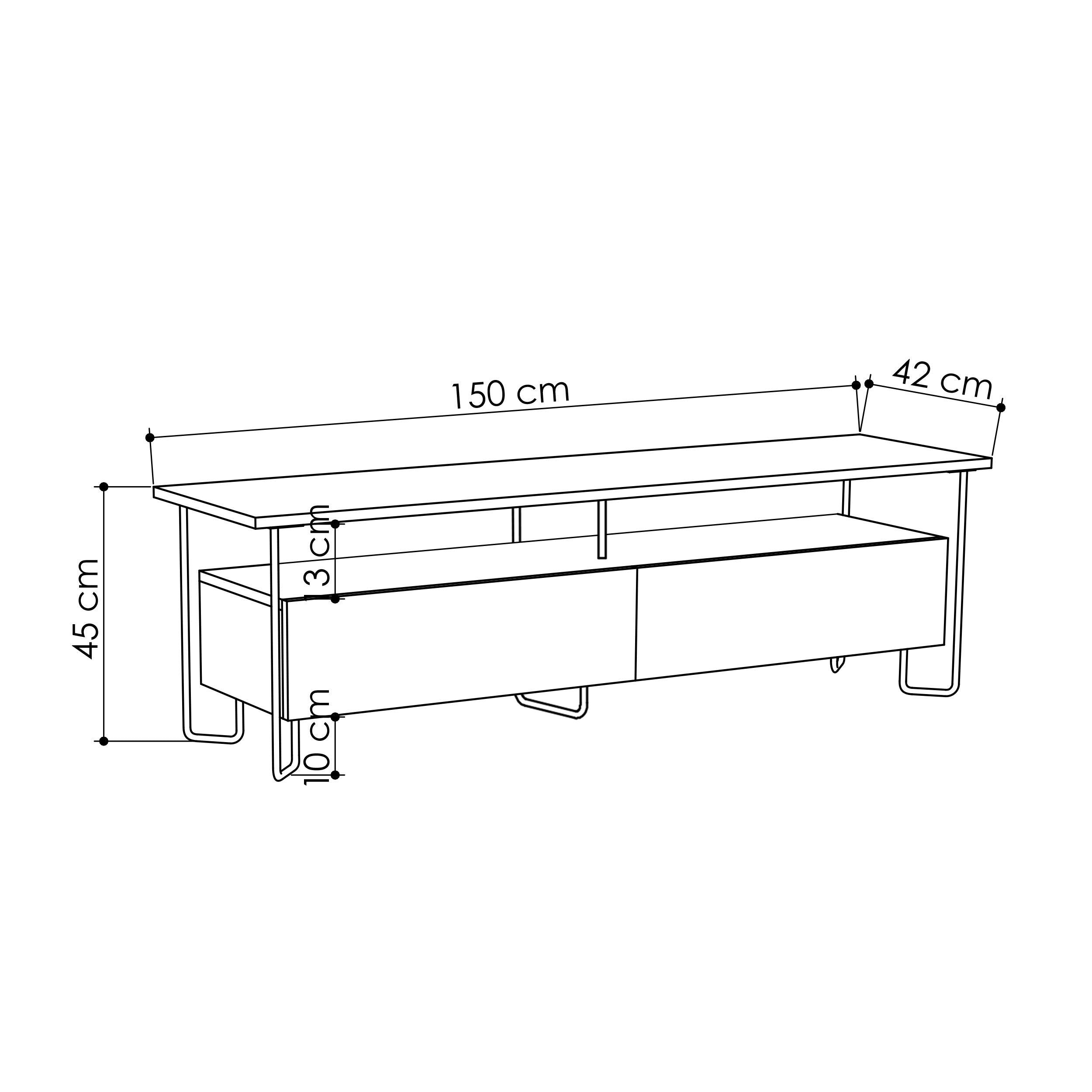 Decortieliving - Cornea Modern Tv Unit With Storage Cabinet 150cm