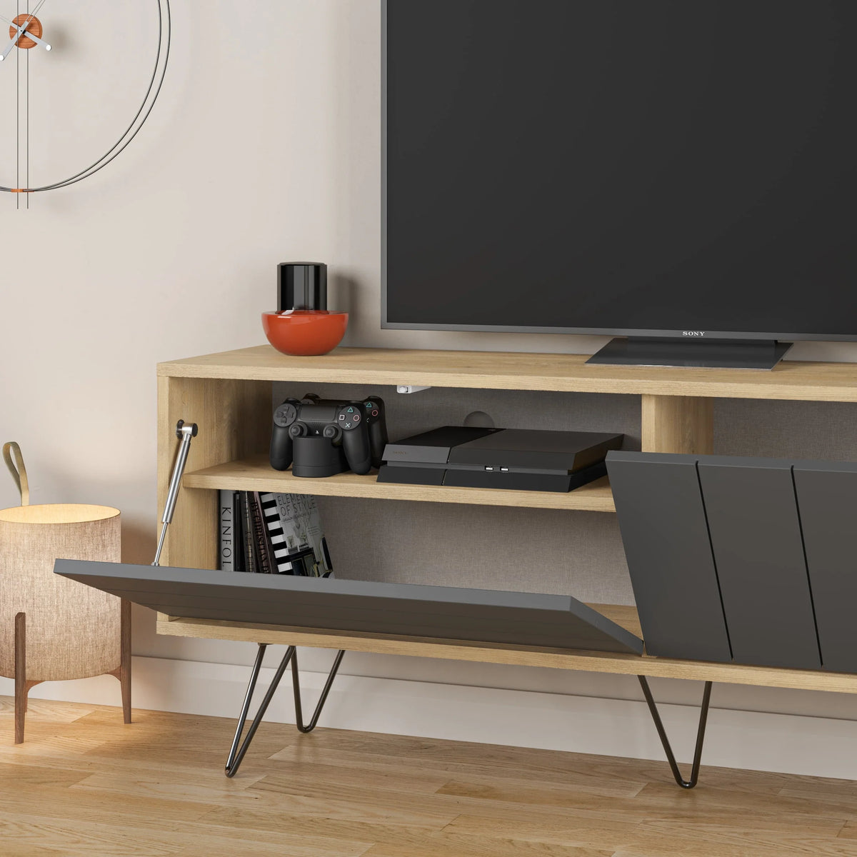 Decortieliving - Picadilly Modern TV Stand Multimedia Centre With Storage Cabinet 139cm