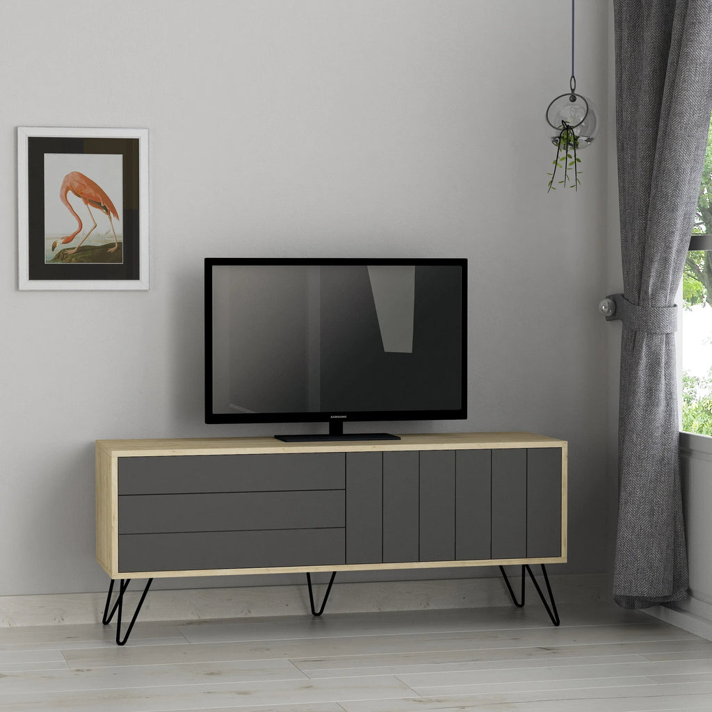 Decortieliving - Picadilly Modern TV Stand Multimedia Centre With Storage Cabinet 139cm