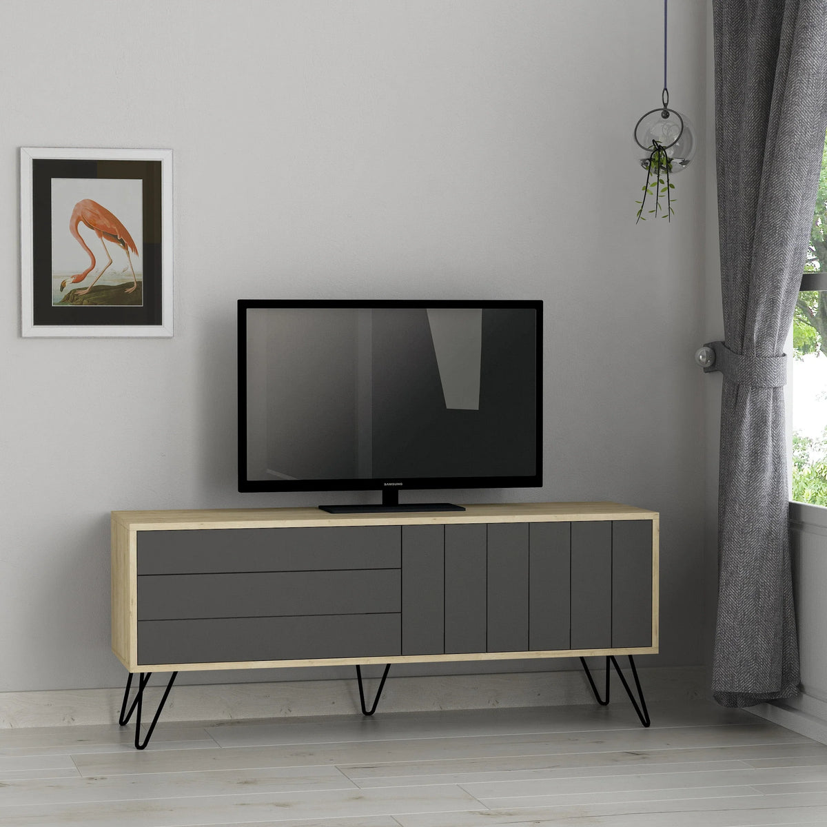 Decortieliving - Picadilly Modern TV Stand Multimedia Centre With Storage Cabinet 139cm