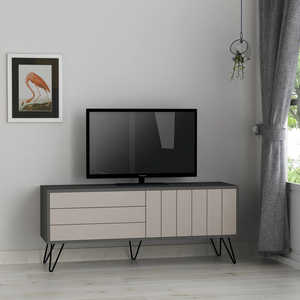 Decortieliving - Picadilly Modern TV Stand Multimedia Centre With Storage Cabinet 139cm