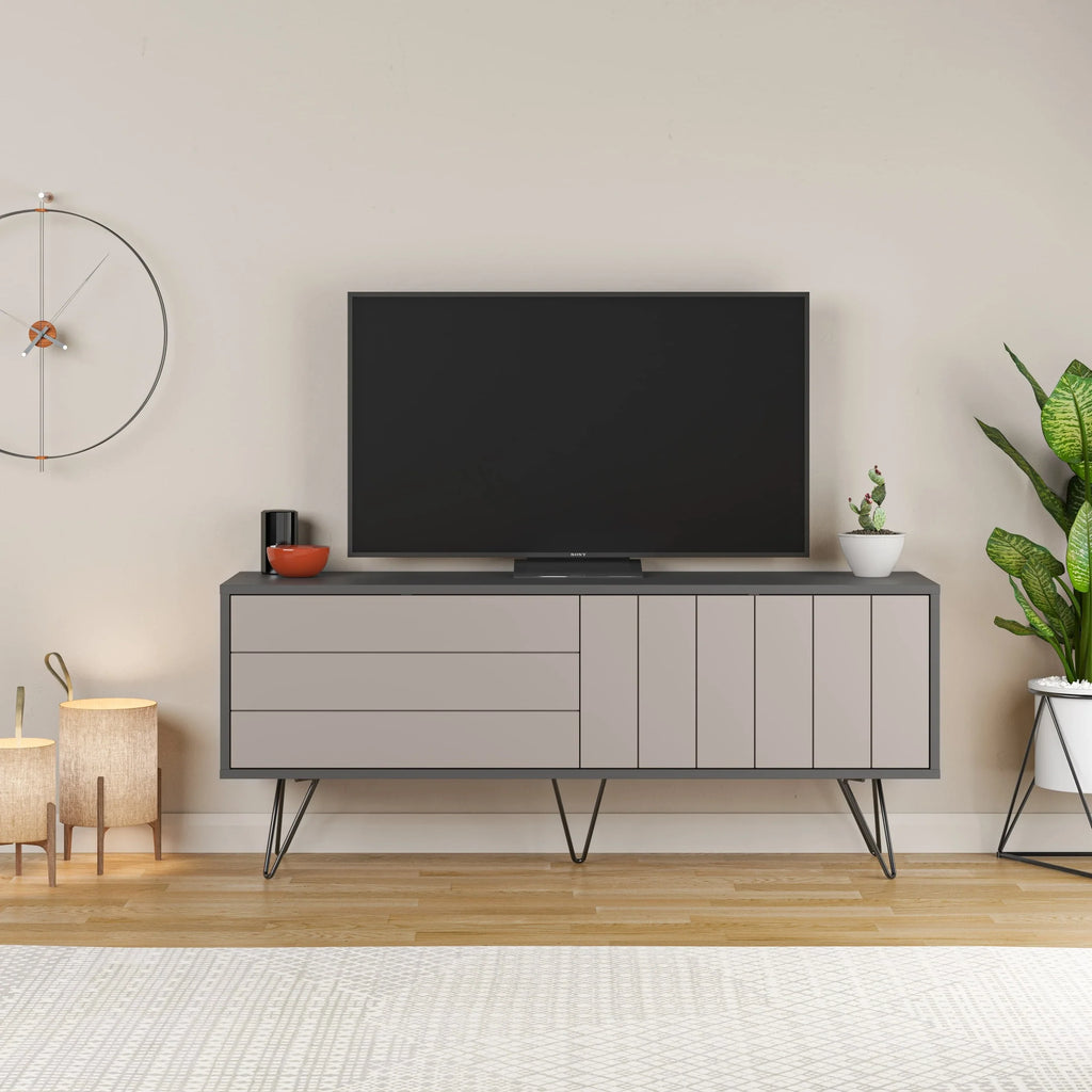 Decortieliving - Picadilly Modern TV Stand Multimedia Centre With Storage Cabinet 139cm