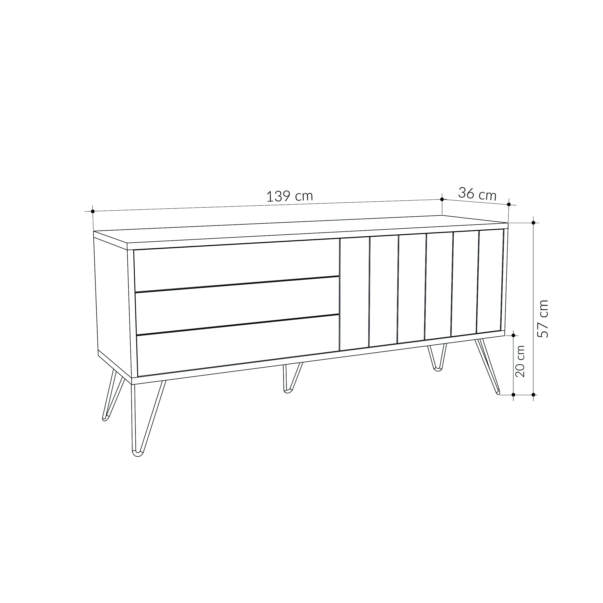 Decortieliving - Picadilly Modern TV Stand Multimedia Centre With Storage Cabinet 139cm