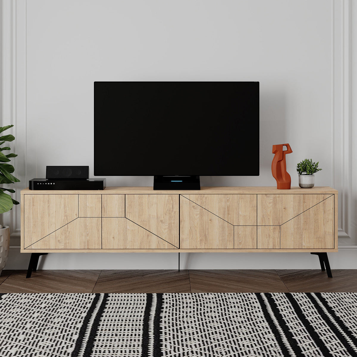 Decortieliving - Dune Modern TV Stand With Storage Cabinet 180cm