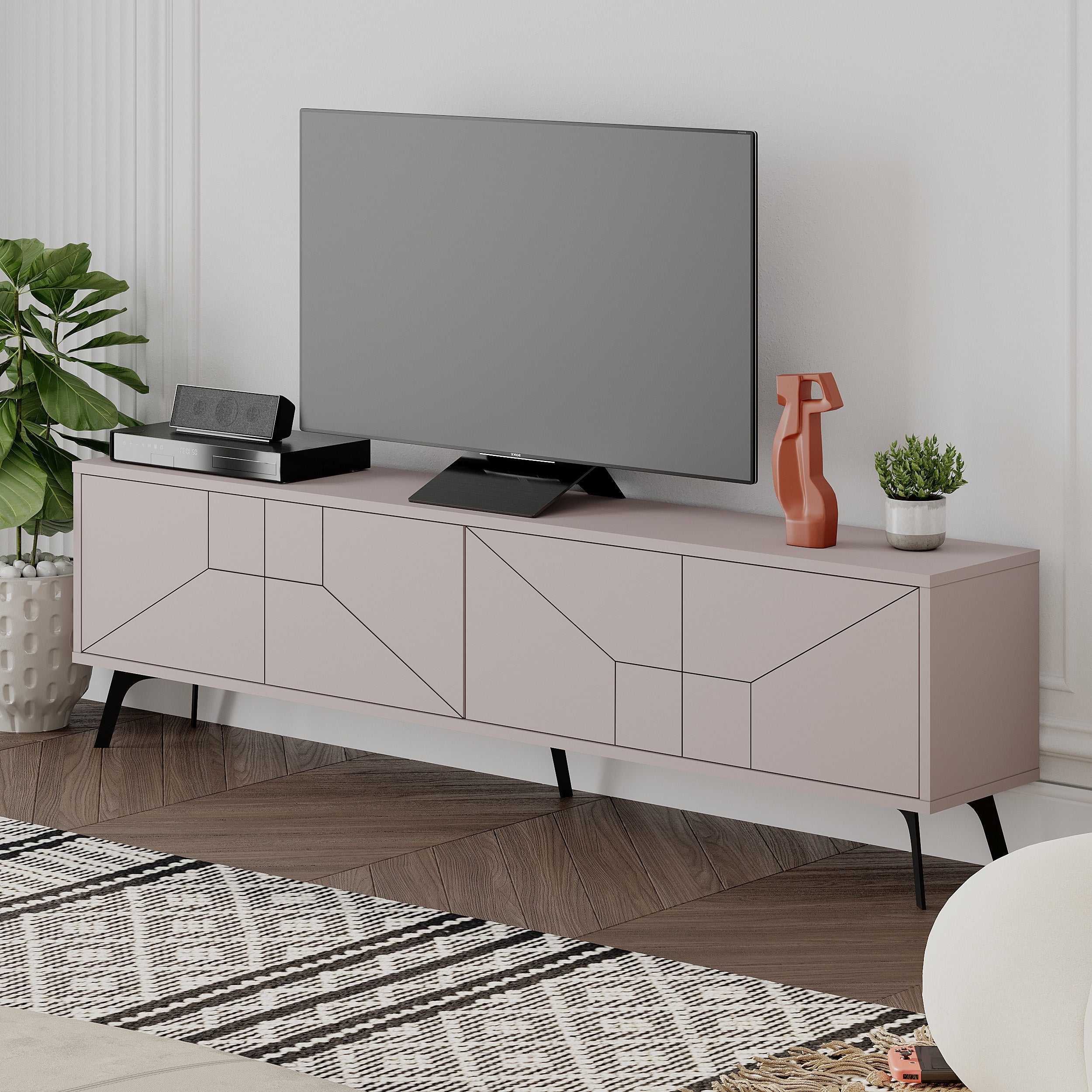 Decortieliving - Dune Modern TV Stand With Storage Cabinet 180cm