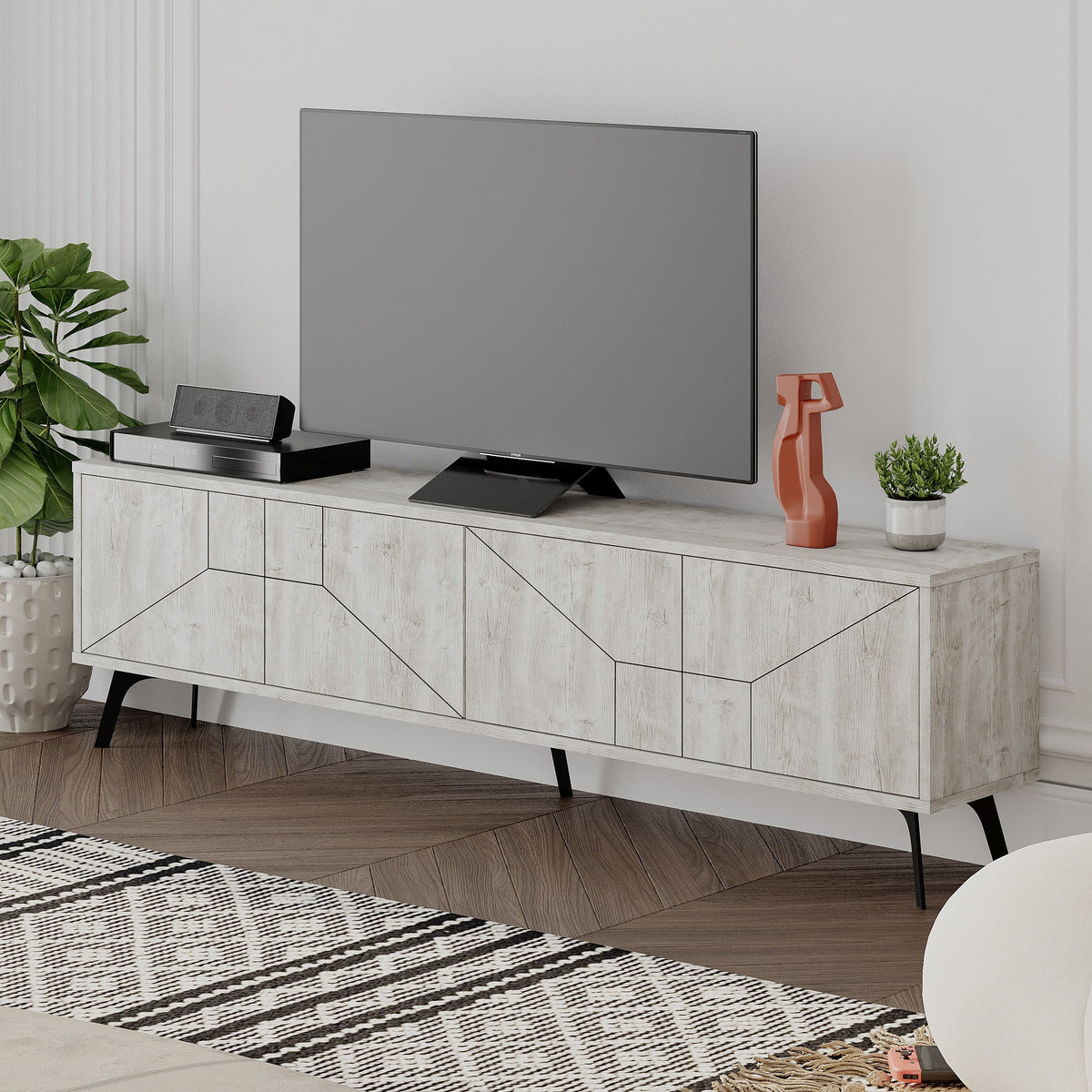 Decortieliving - Dune Modern TV Stand With Storage Cabinet 180cm