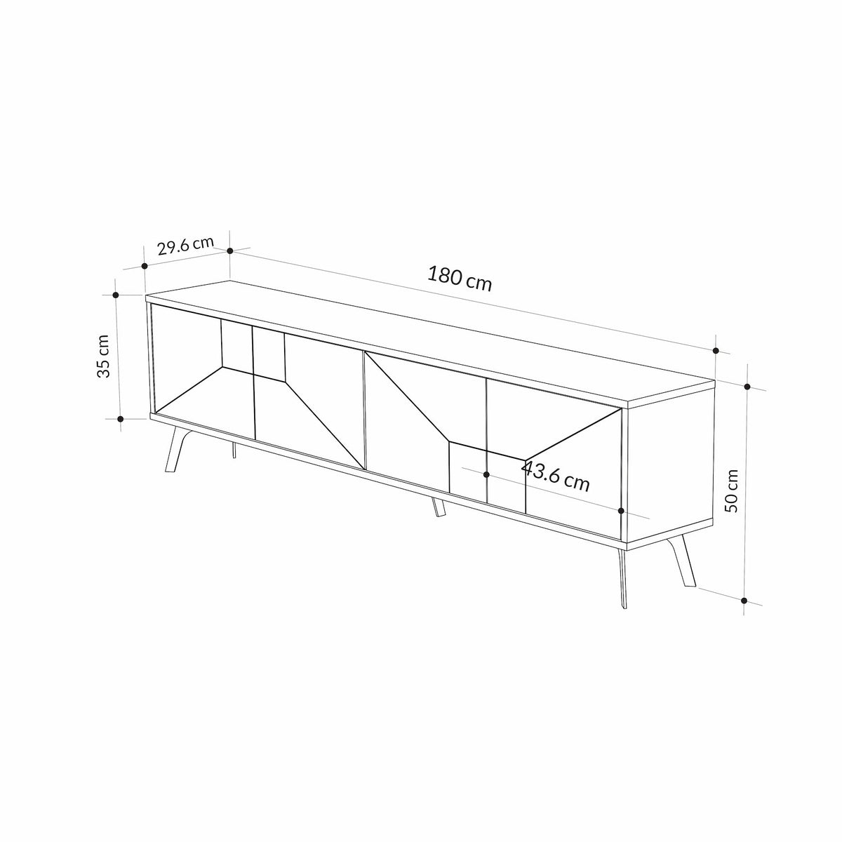 Decortieliving - Dune Modern TV Stand With Storage Cabinet 180cm