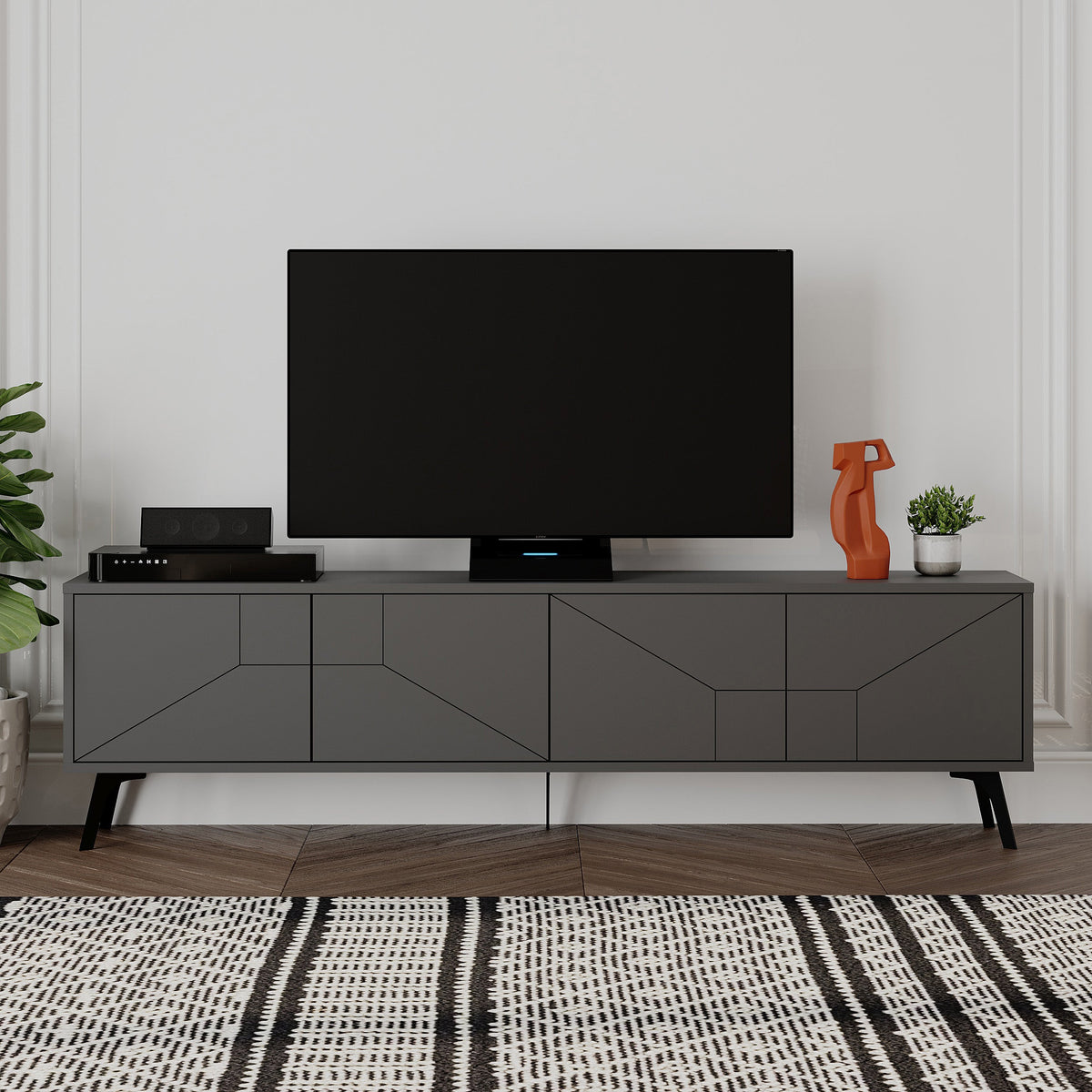 Decortieliving - Dune Modern TV Stand With Storage Cabinet 180cm