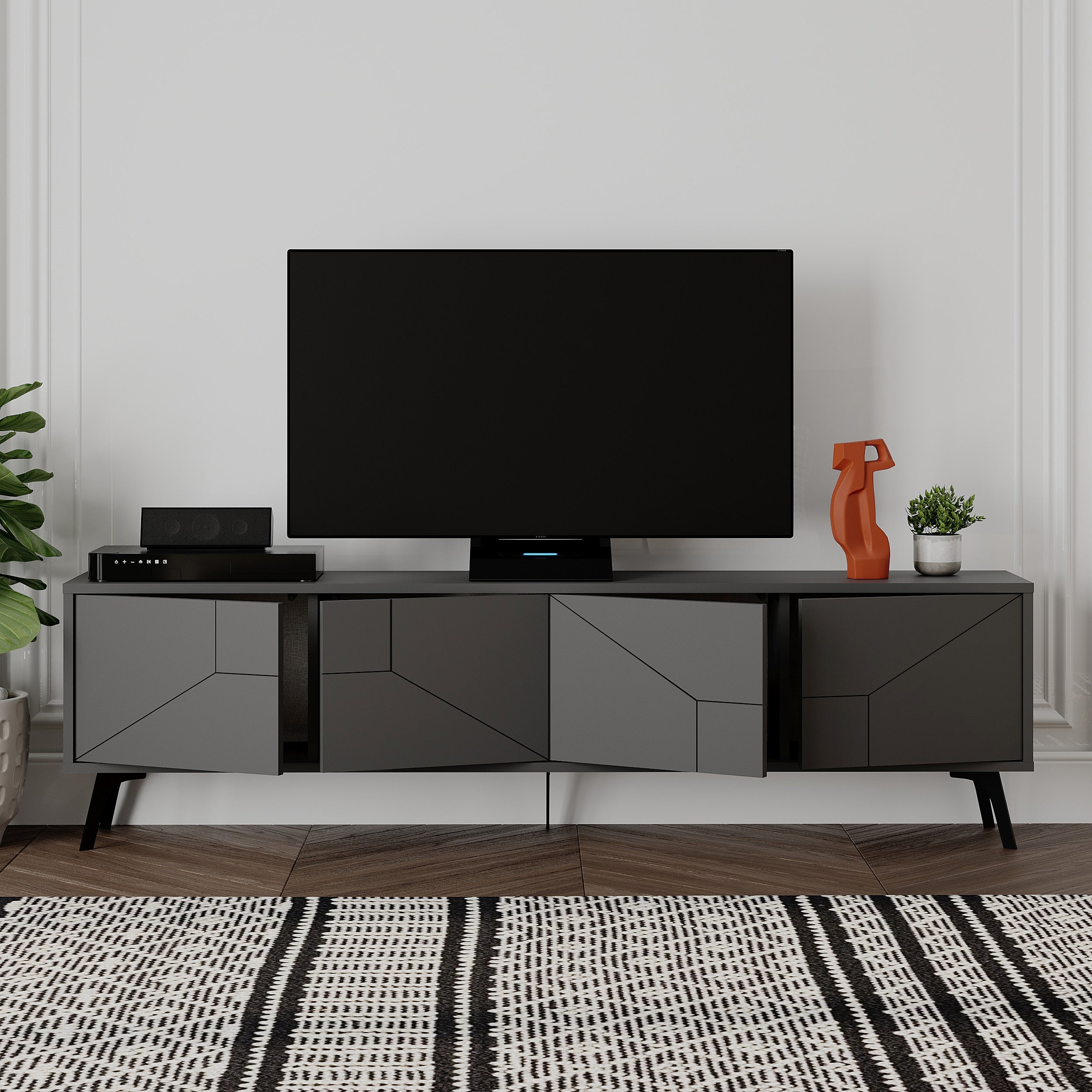 Decortieliving - Dune Modern TV Stand With Storage Cabinet 180cm