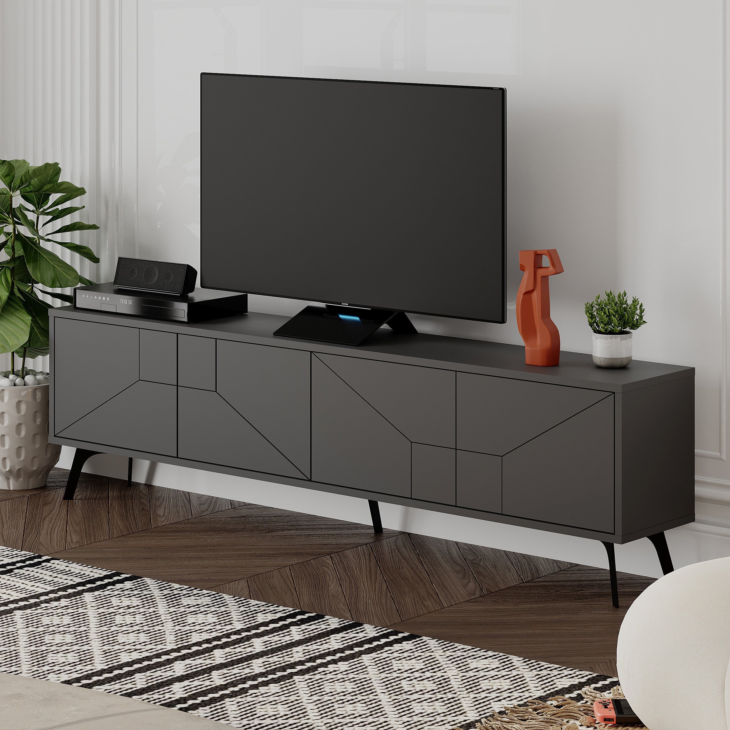 Decortieliving - Dune Modern TV Stand With Storage Cabinet 180cm
