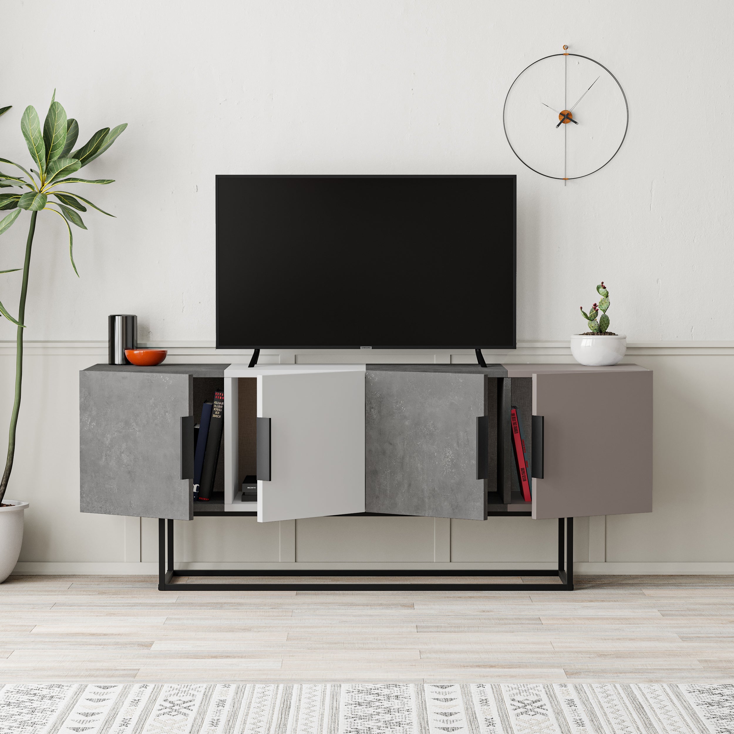 Decortieliving - Tontini Modern TV Stand Multimedia Centre