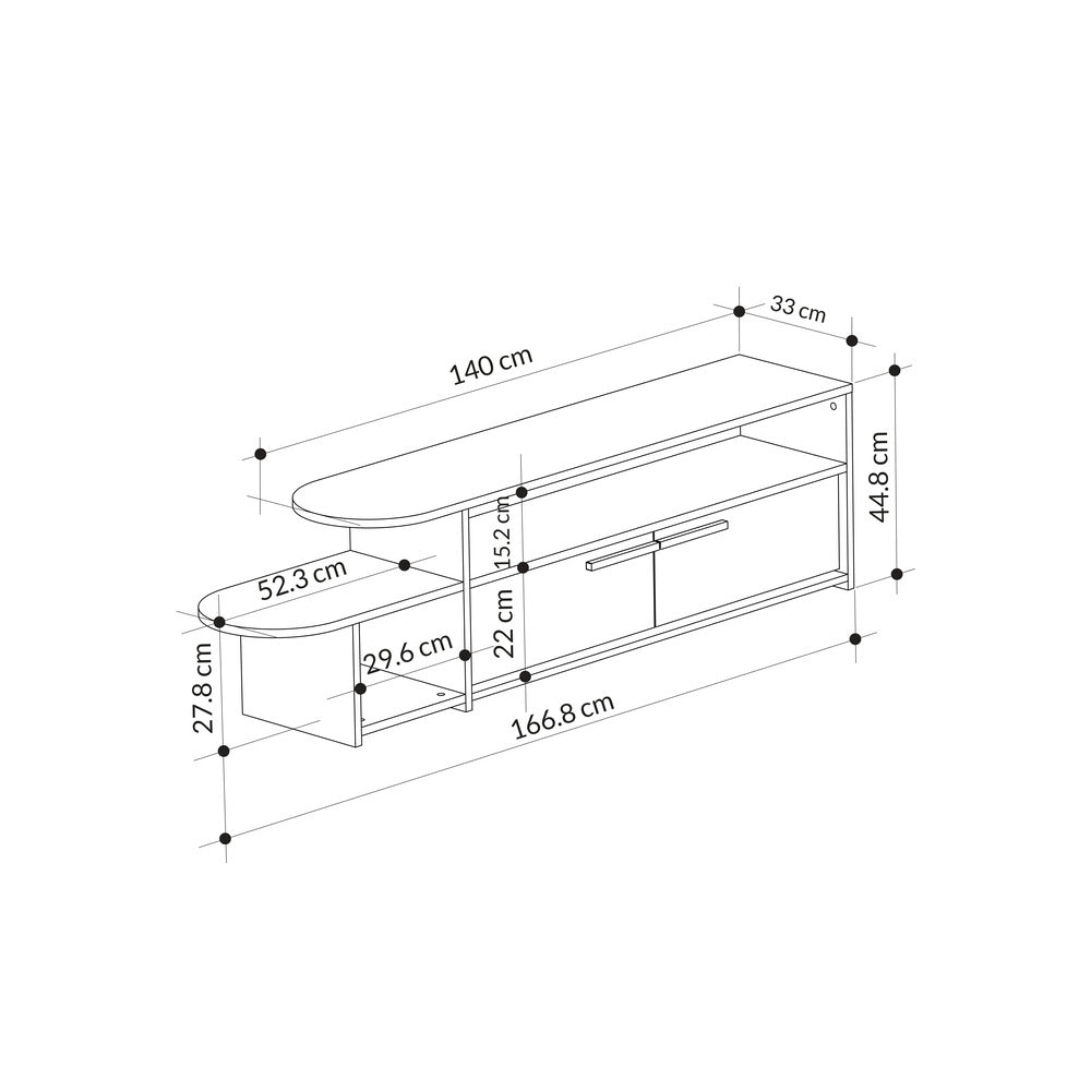 Decortieliving - Lyra Modern TV Stand Multimedia Centre TV Unit With Storage Cabinet 167cm
