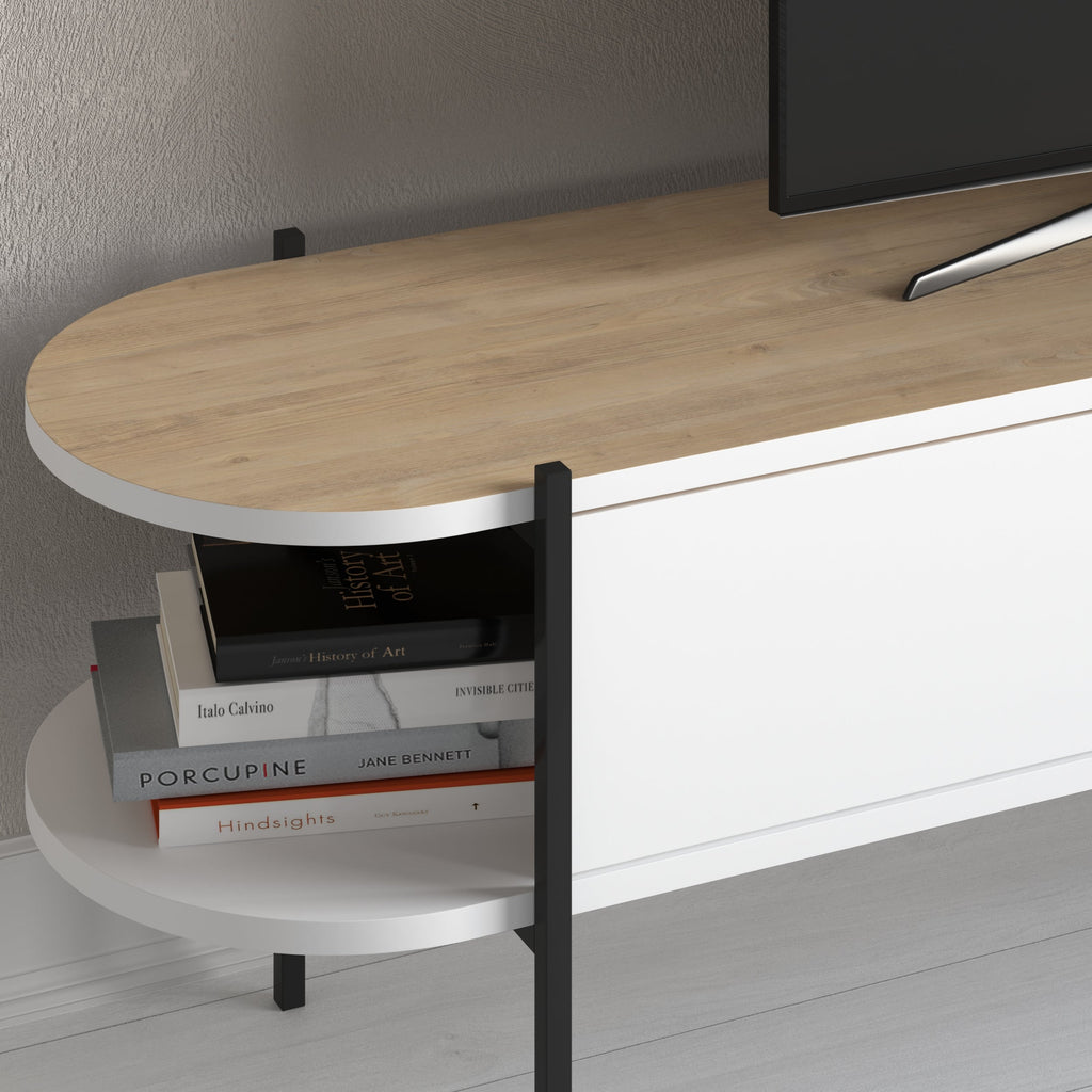 Decortieliving - Otis Modern TV Stand Multimedia Centre Metal Leg Storage 160cm