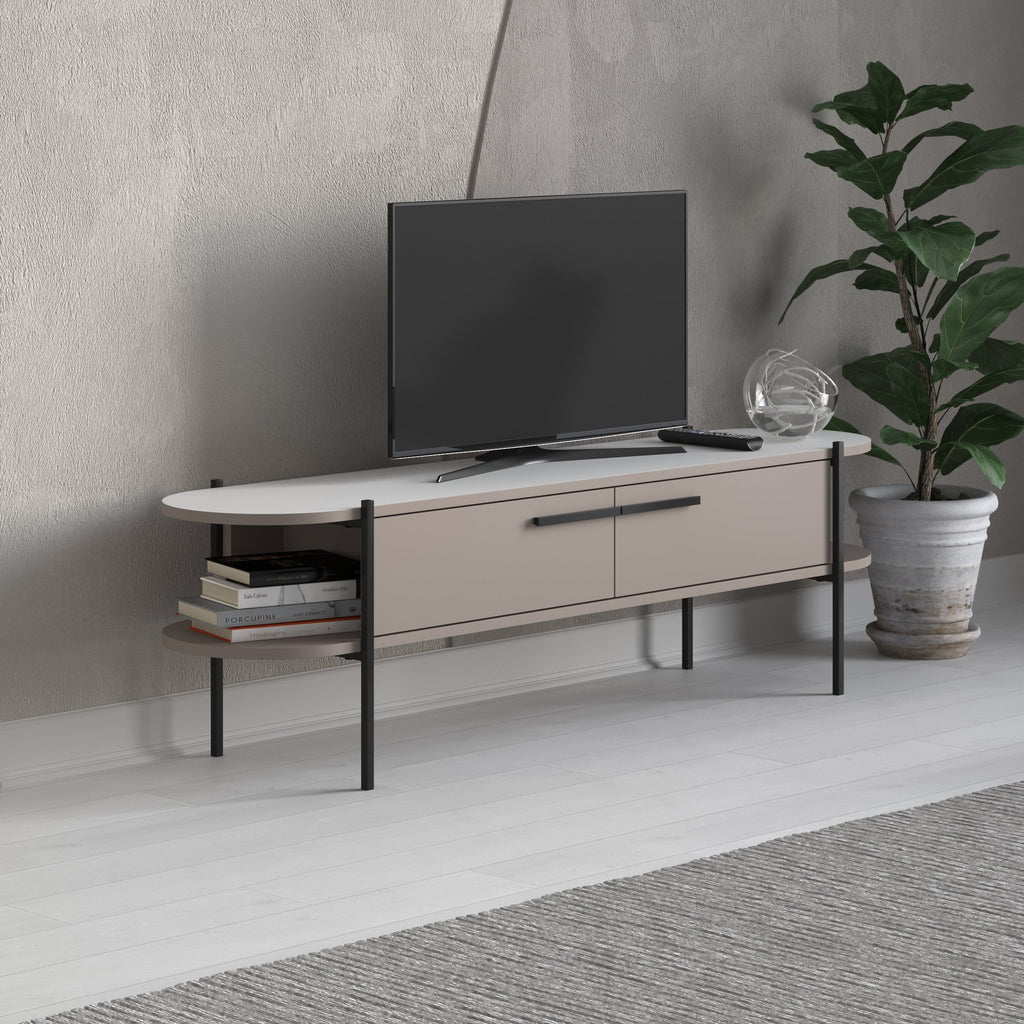 Decortieliving - Otis Modern TV Stand Multimedia Centre Metal Leg Storage 160cm