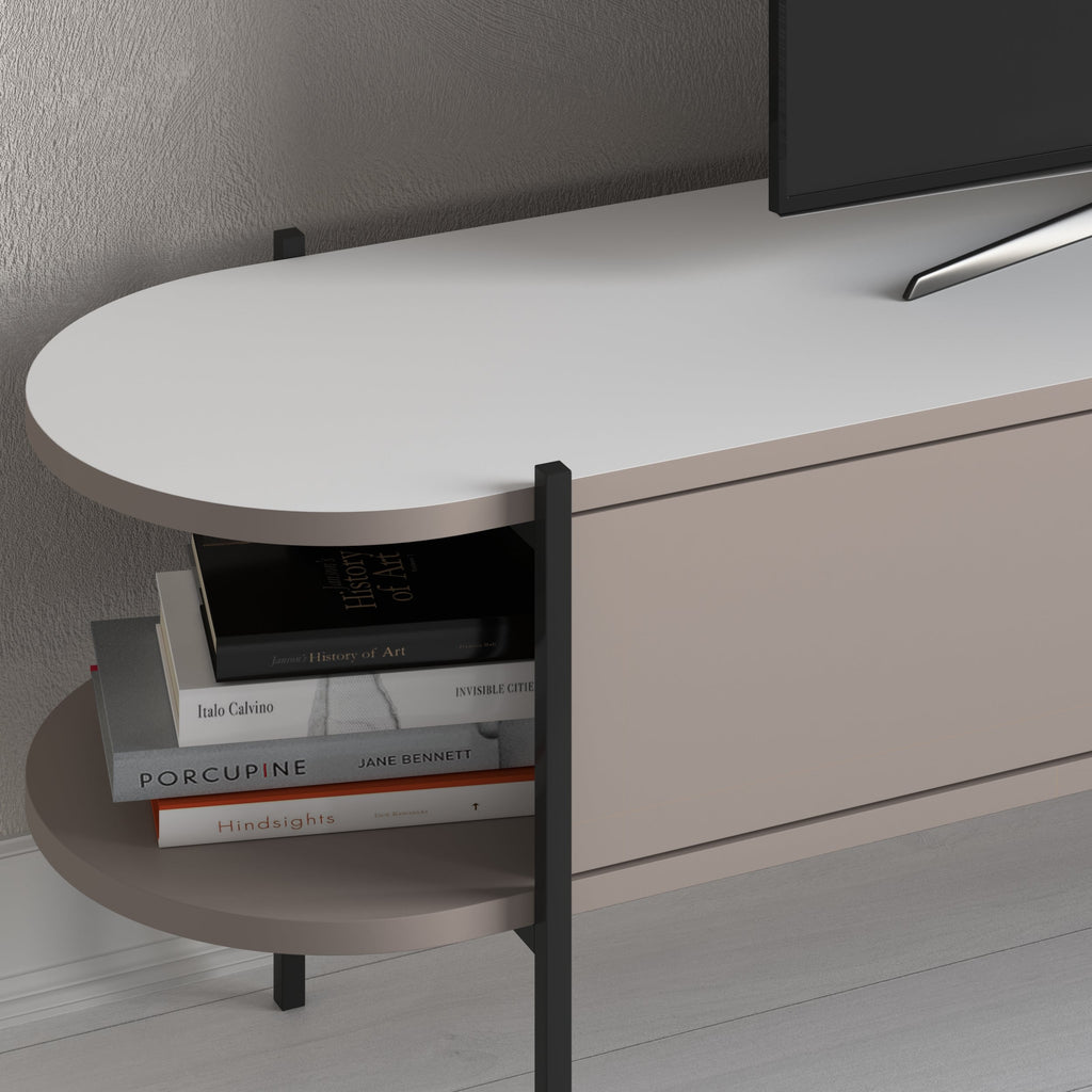 Decortieliving - Otis Modern TV Stand Multimedia Centre Metal Leg Storage 160cm