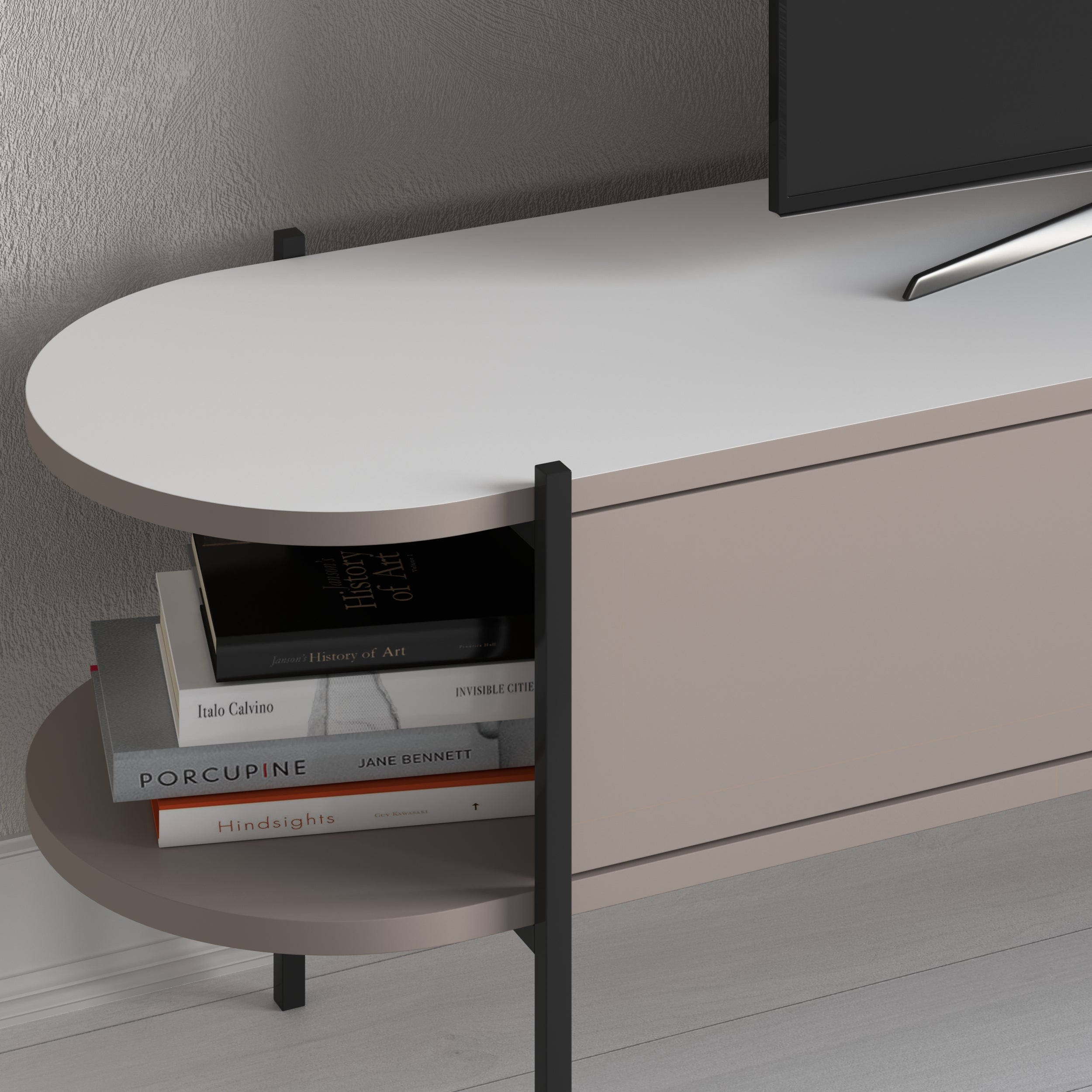 Decortieliving - Otis Modern TV Stand Multimedia Centre Metal Leg Storage 160cm