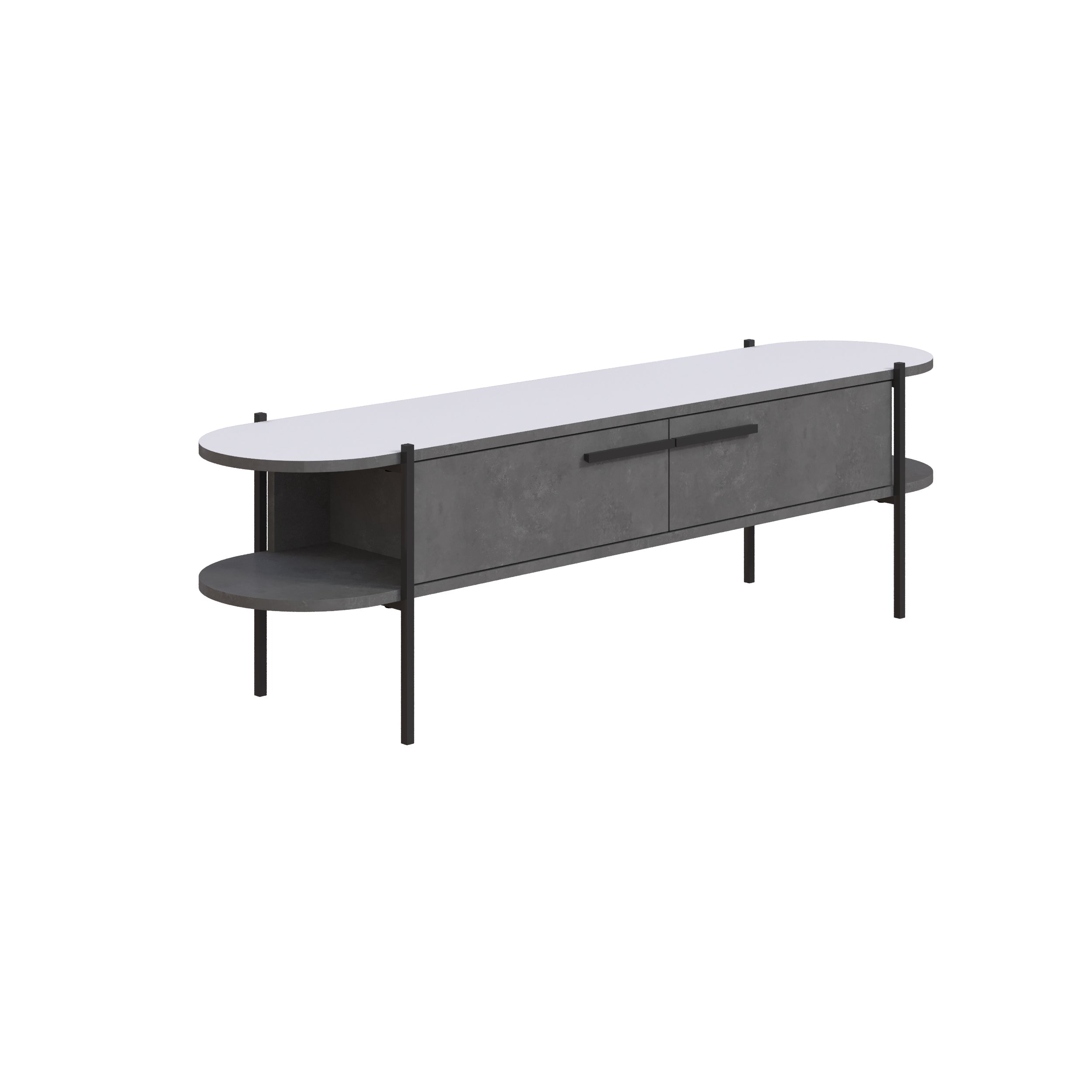 Decortieliving - Otis Modern TV Stand Multimedia Centre Metal Leg Storage 160cm