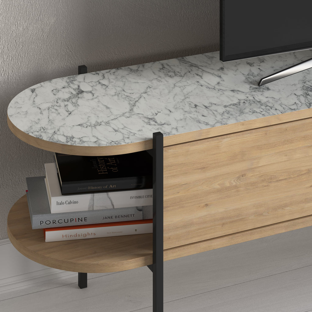 Decortieliving - Otis Modern TV Stand Multimedia Centre Metal Leg Storage 160cm