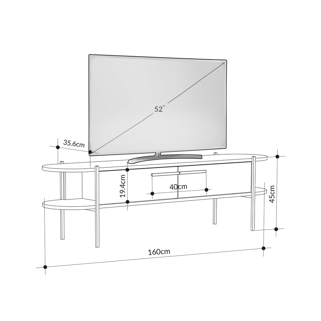 Decortieliving - Otis Modern TV Stand Multimedia Centre Metal Leg Storage 160cm