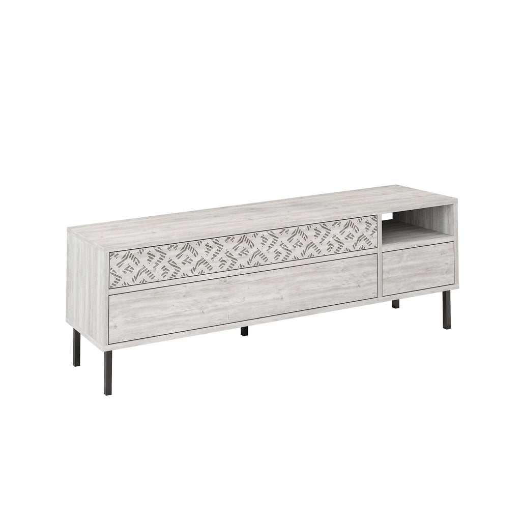 Decortieliving - Heaton Modern TV Stand Multimedia Centre TV Unit With Storage Cabinet 144.6cm