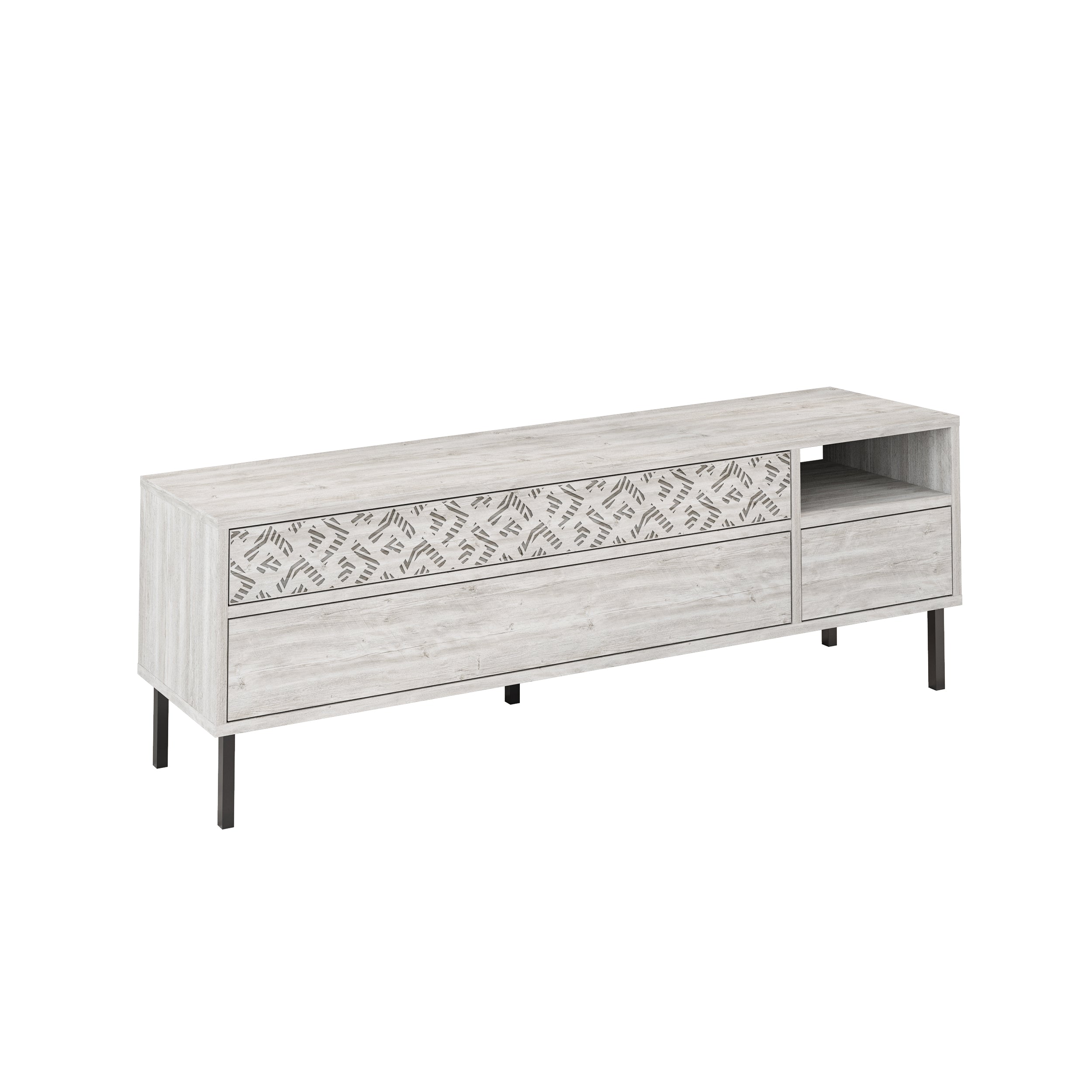 Decortieliving - Heaton Modern TV Stand Multimedia Centre TV Unit With Storage Cabinet 144.6cm